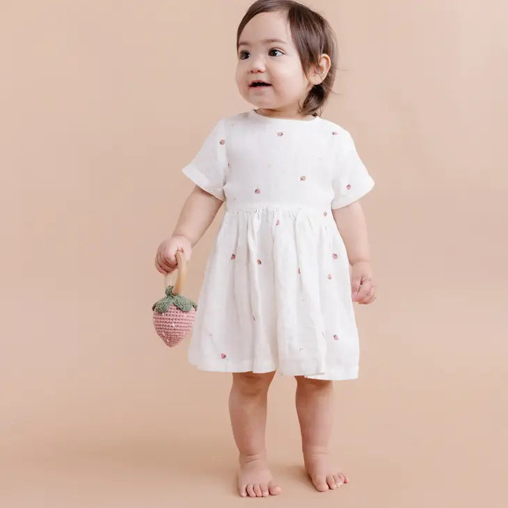 Cotton Crochet Rattle, Strawberry