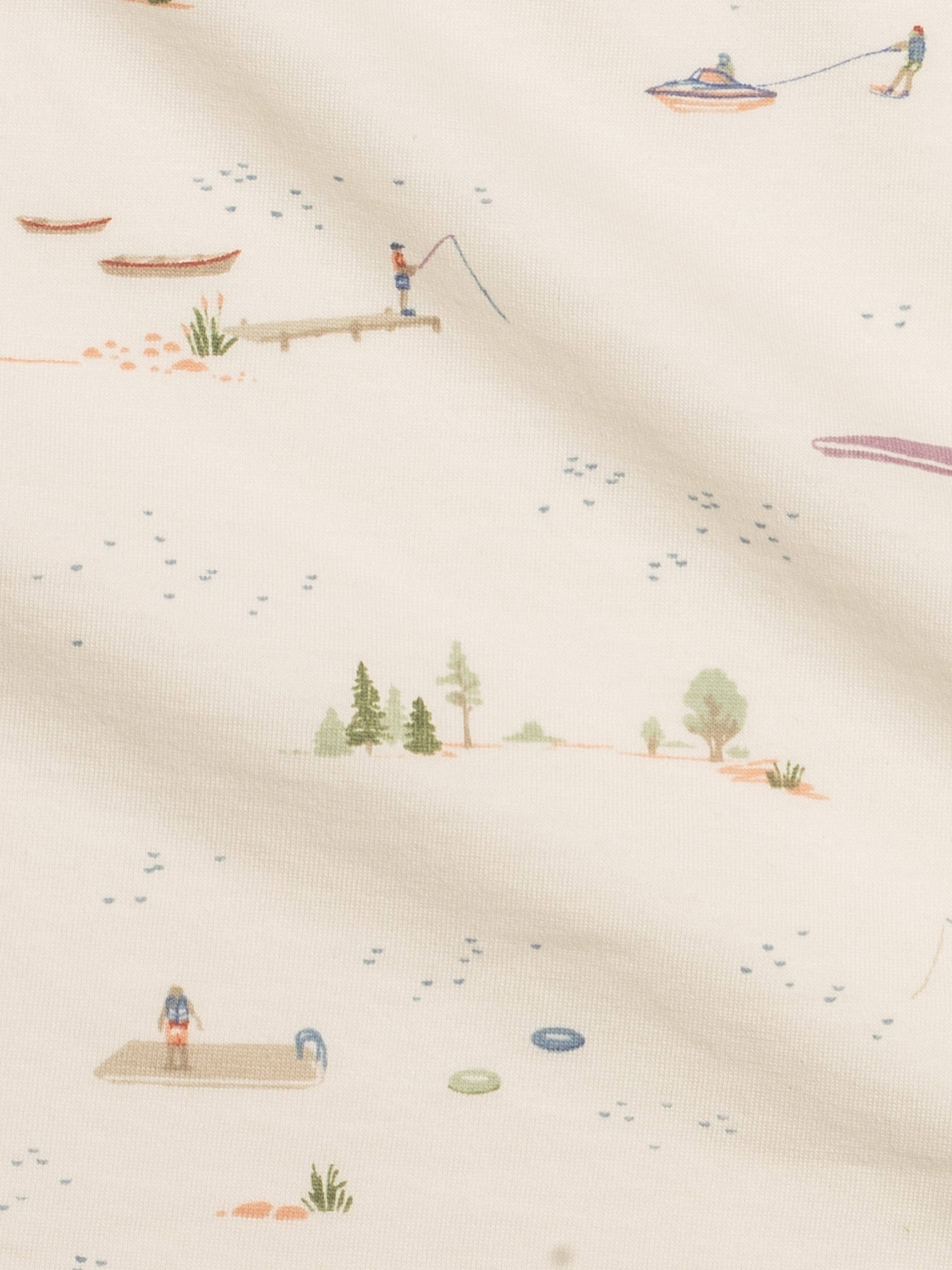 PRE ORDER Swaddle Blanket - Lake / Barn + Mint
