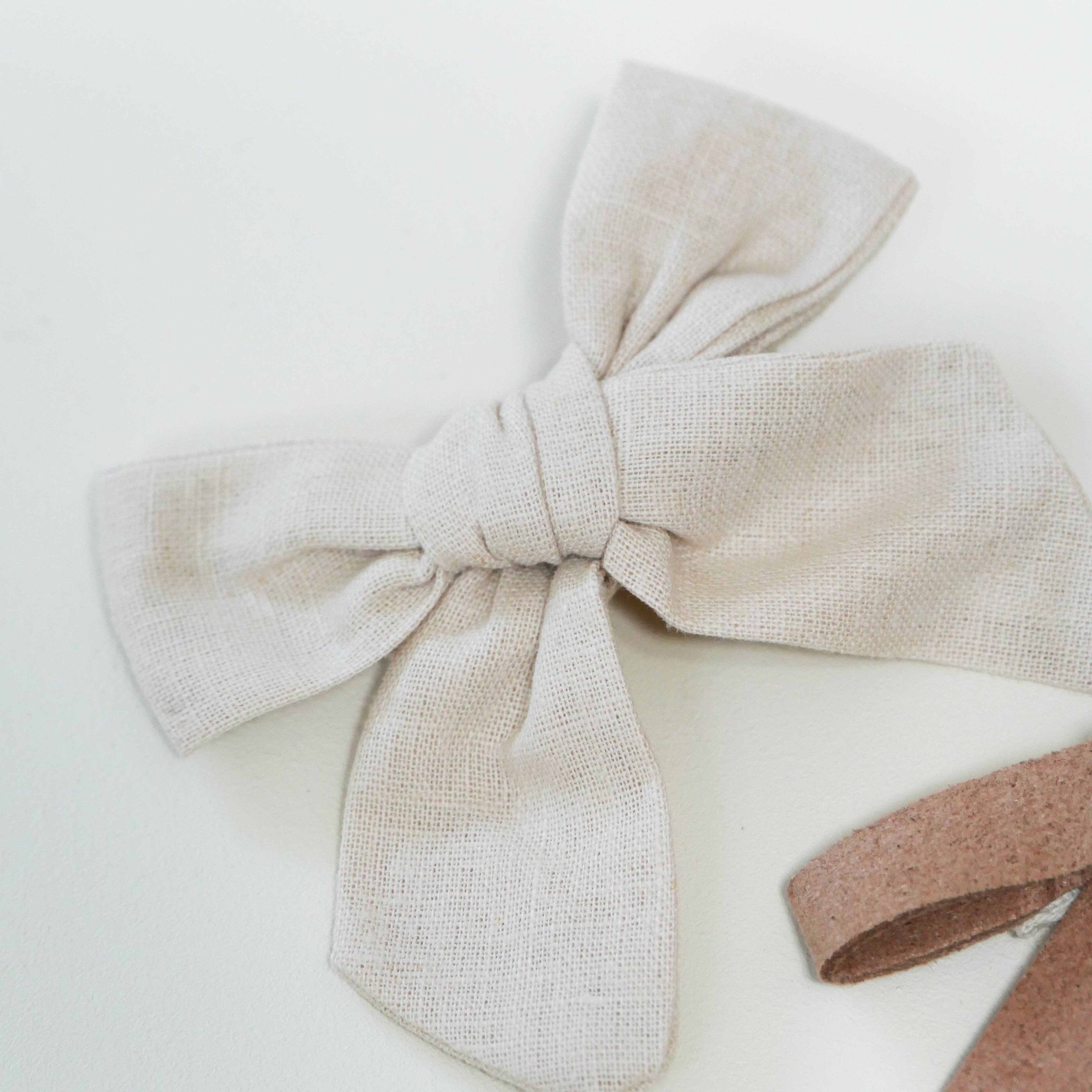 Beige And Nubuck French Barrette Duo