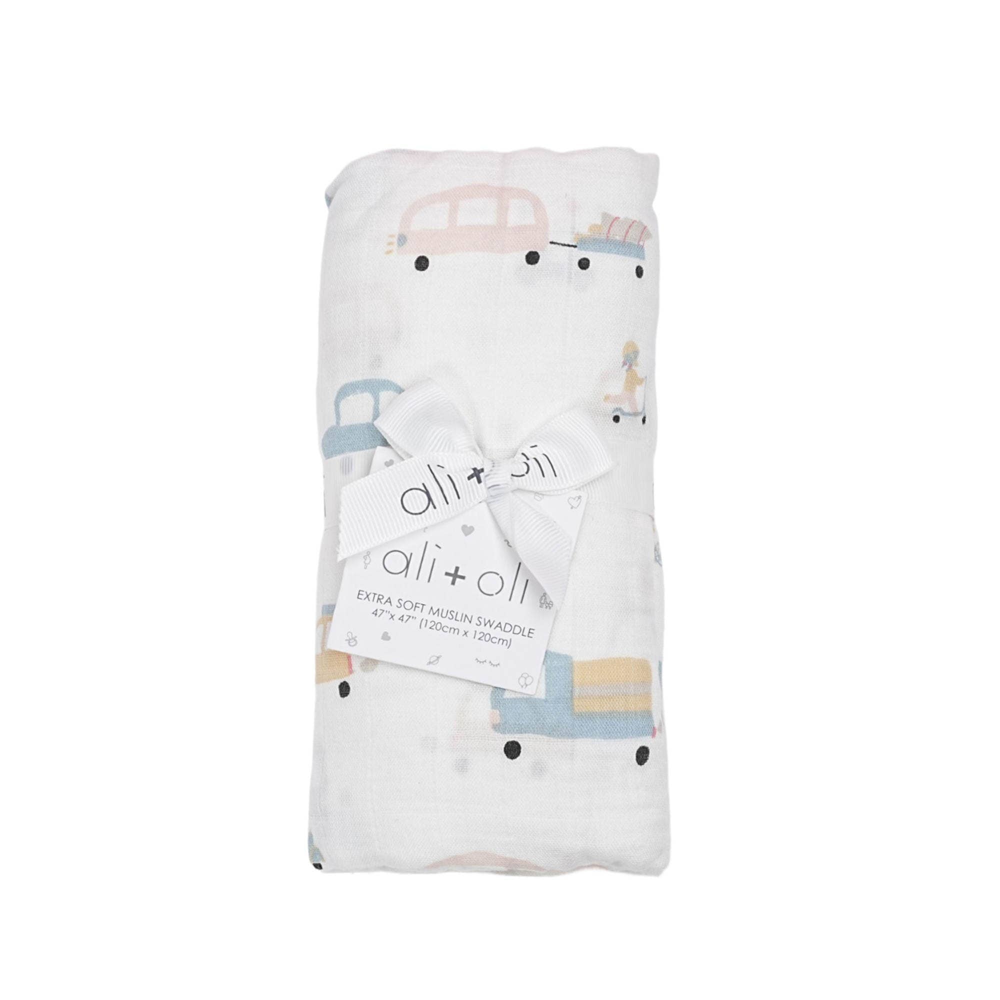 Bamboo Muslin Swaddle Blanket - Automobile