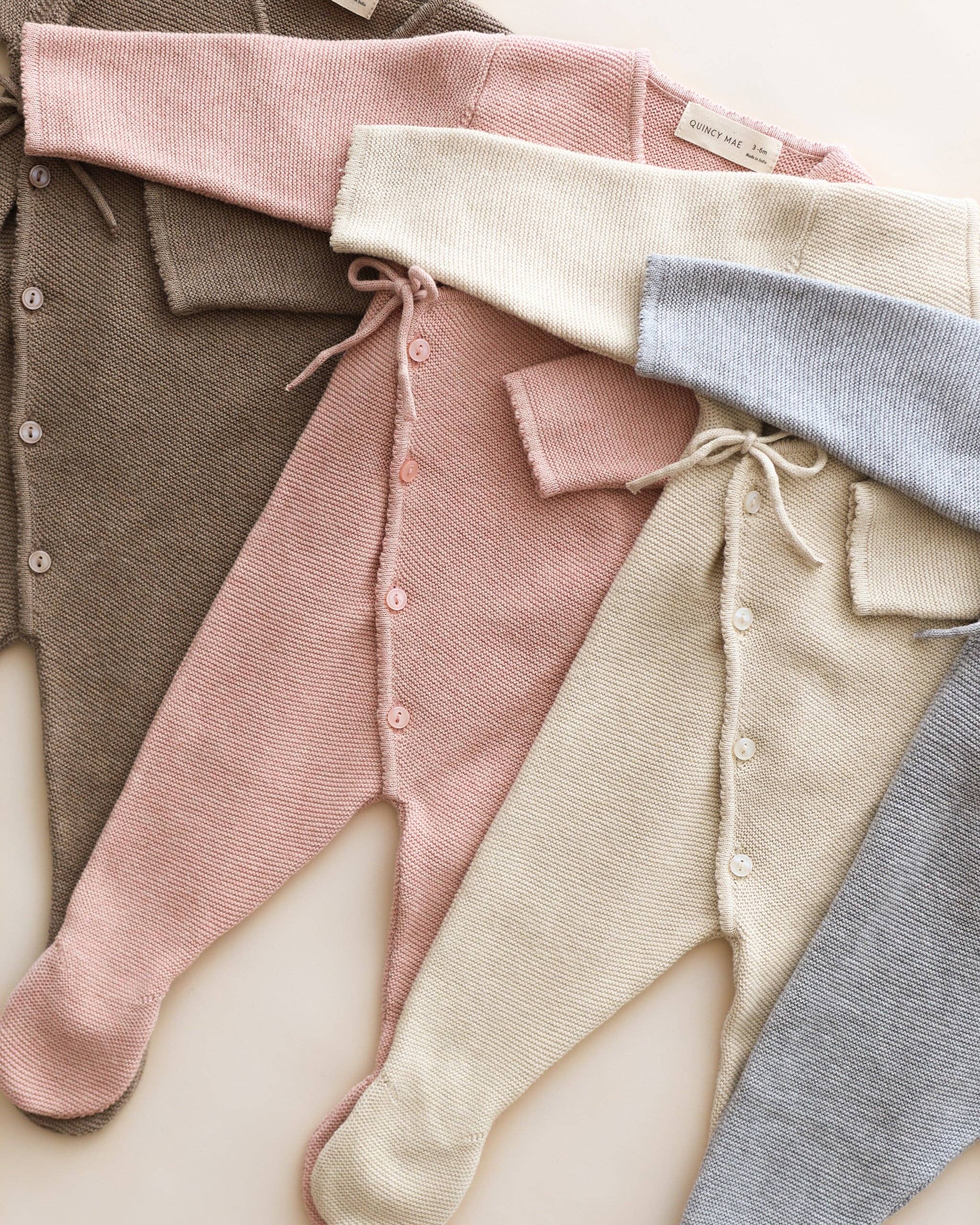 Wrap Knit Footie - Heathered Rose