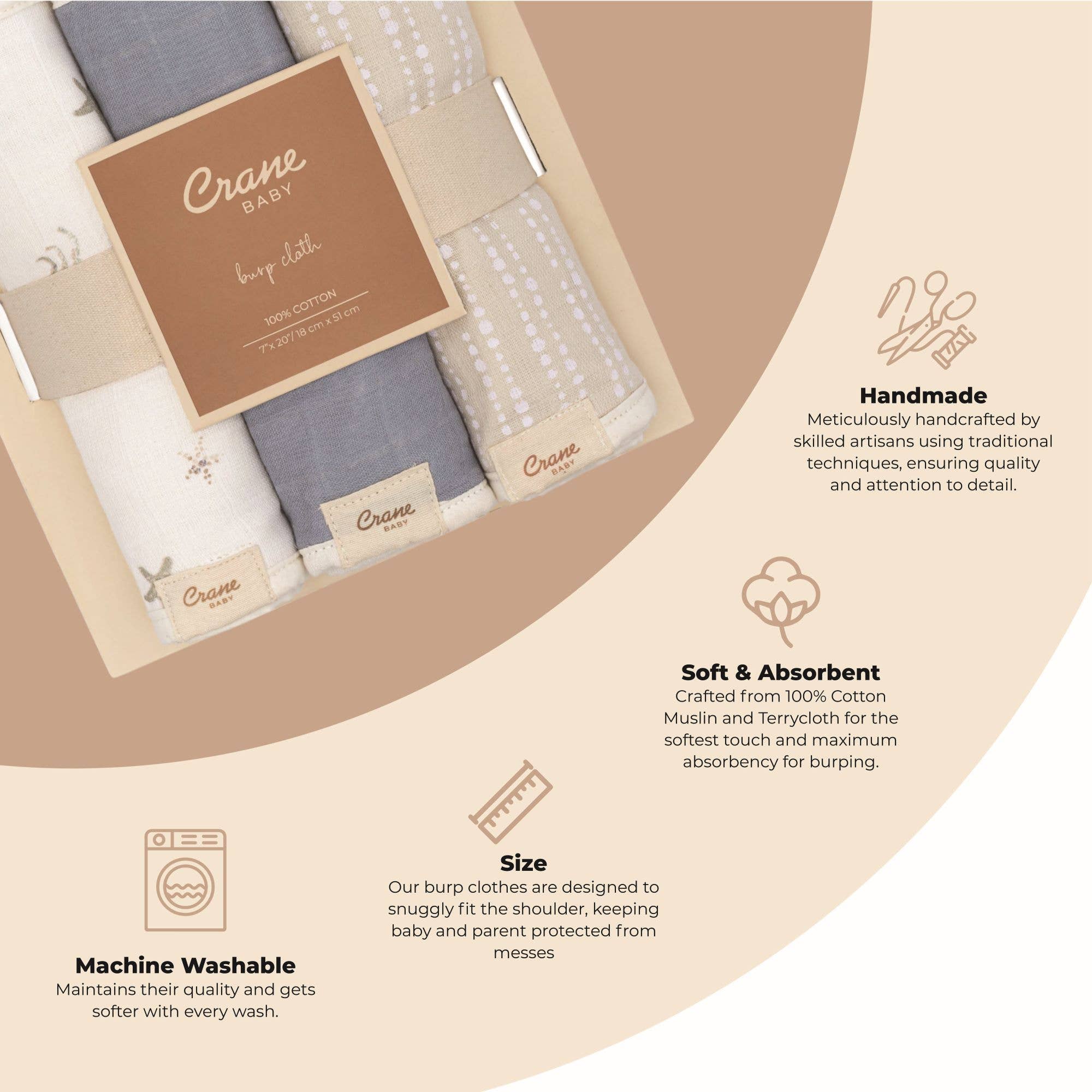 Cove 3-pc. Baby Burp Cloth Set