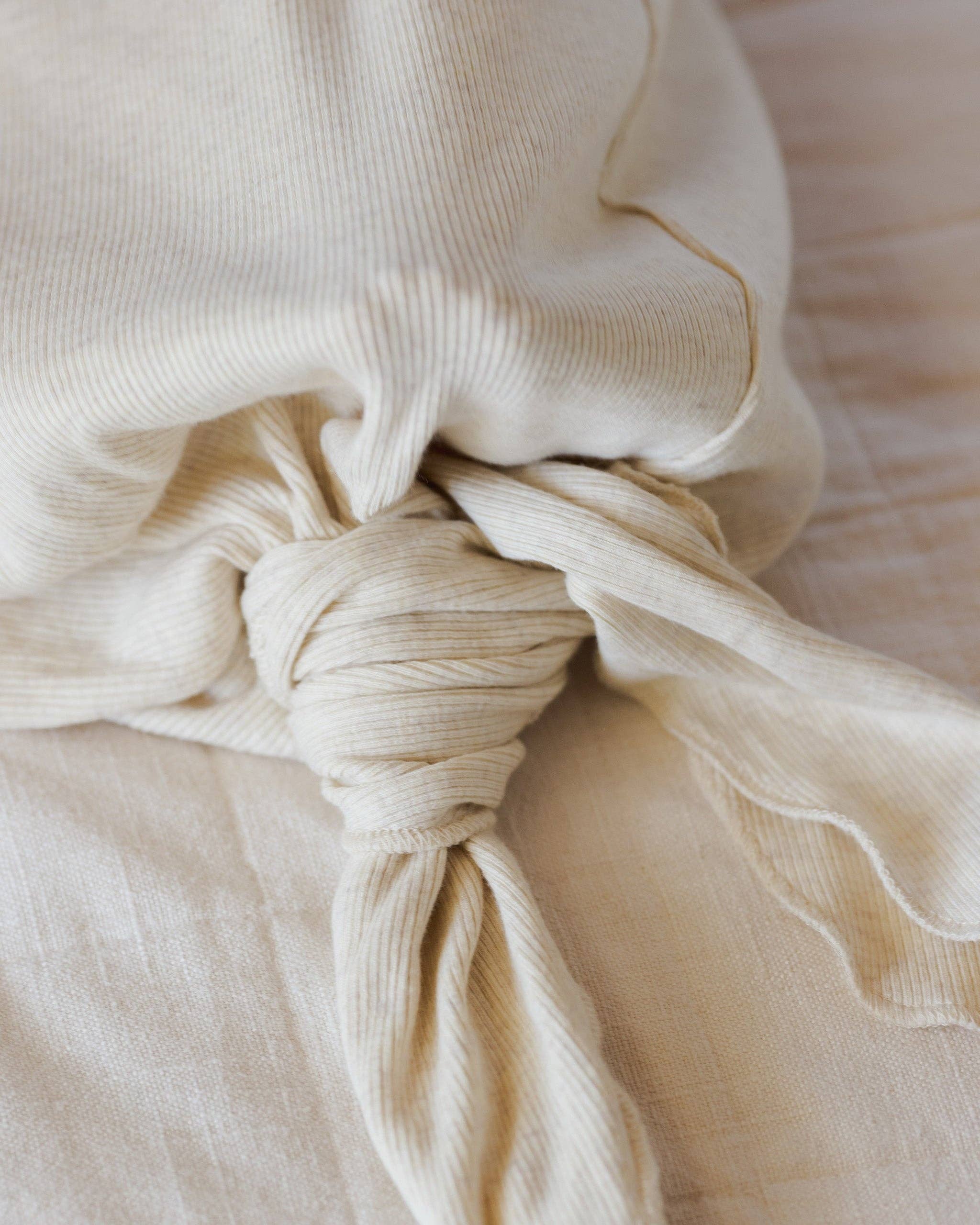 Knotted Baby Gown + Hat - Oatmeal