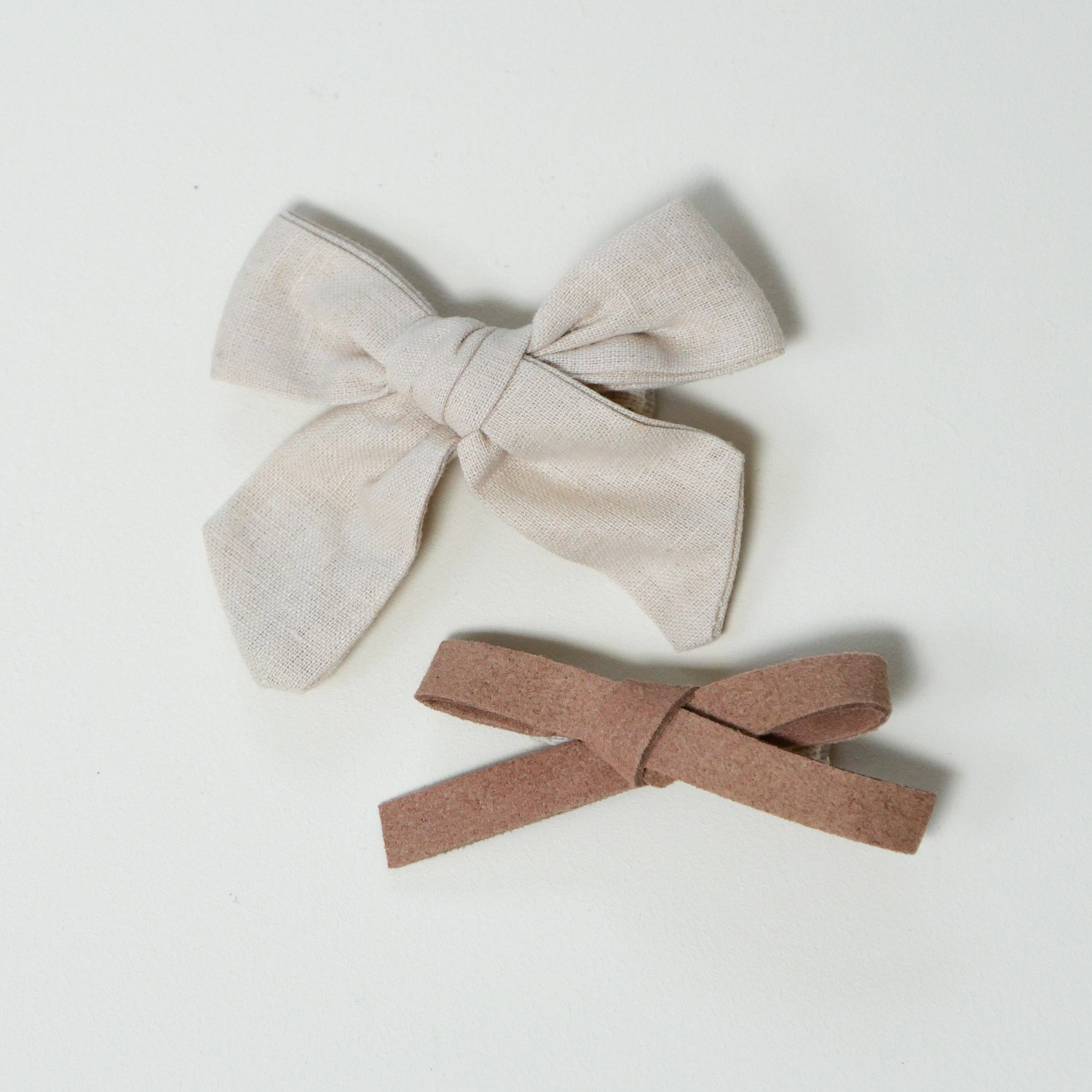 Beige And Nubuck French Barrette Duo
