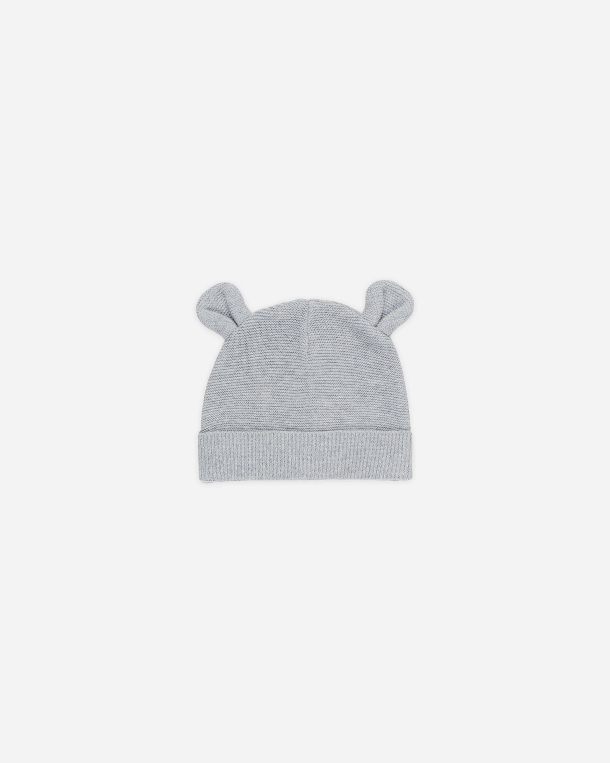 Baby Bear Beanie || Heathered Dusty Blue