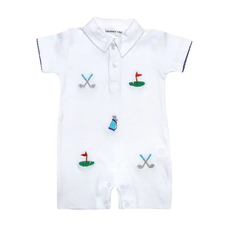 Golf Embroidered Polo Romper
