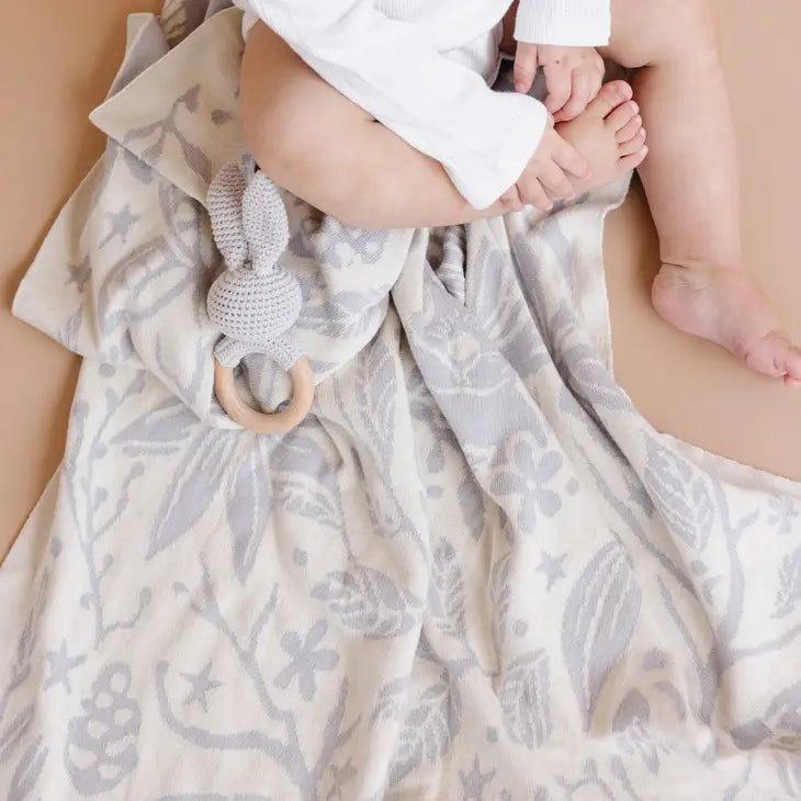 Bunny Baby Gift Set | Cotton Blanket, Rattle Teether, Hat