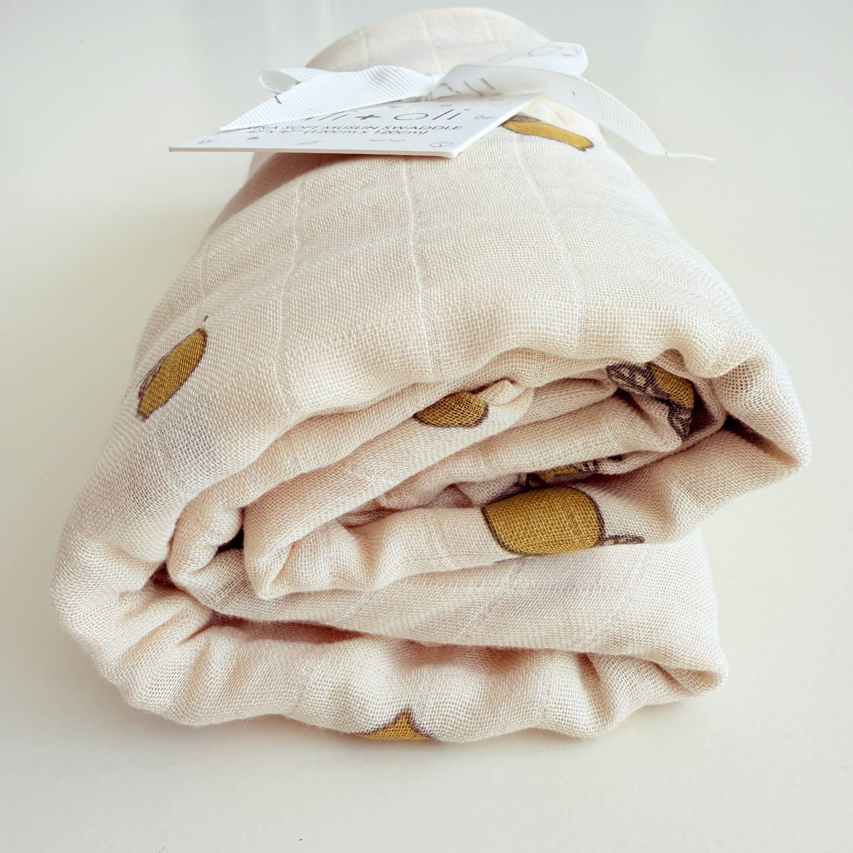 Bamboo Muslin Swaddle Baby Blanket - Lemons
