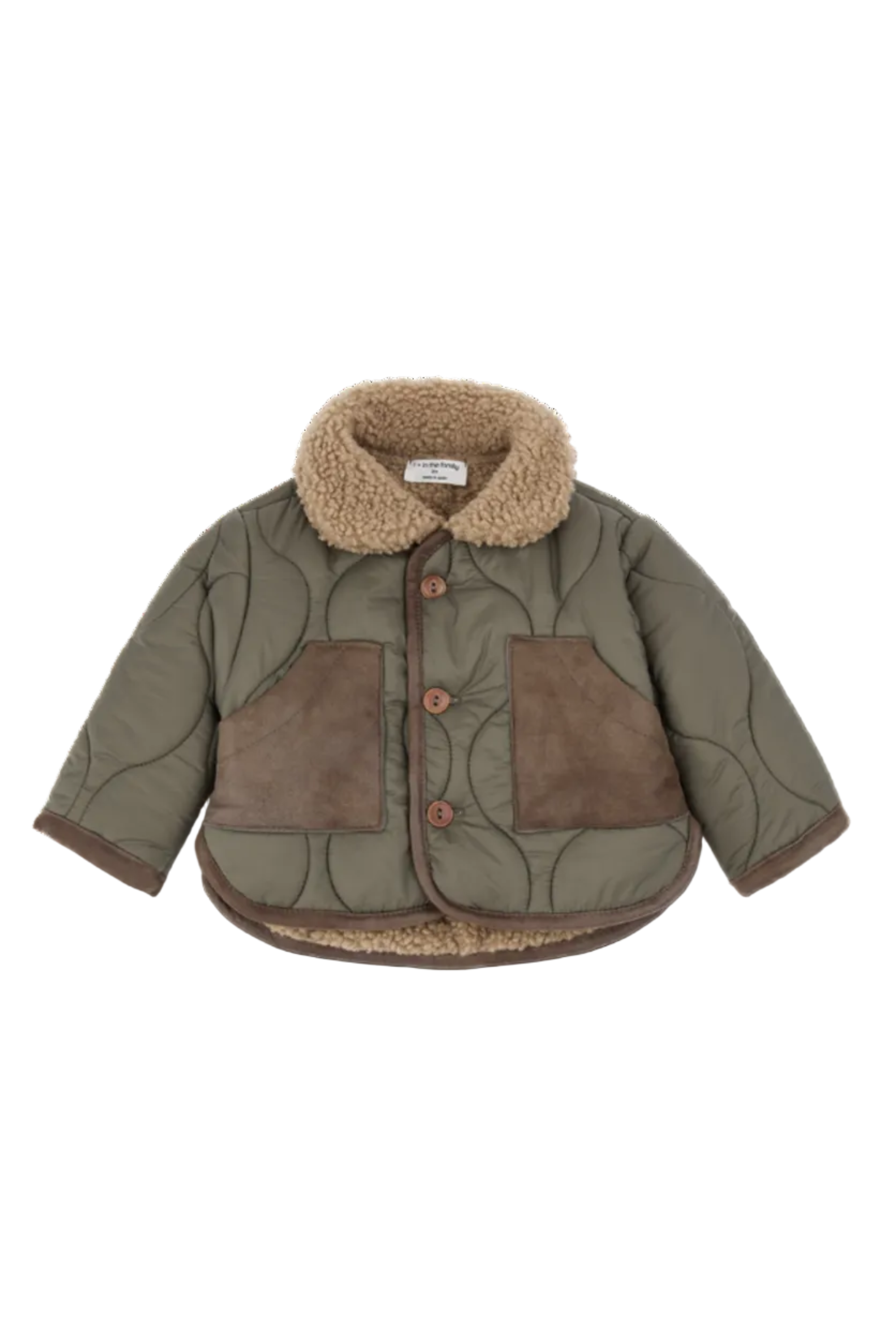 Children's jacket with a fur-lined collar on a white background