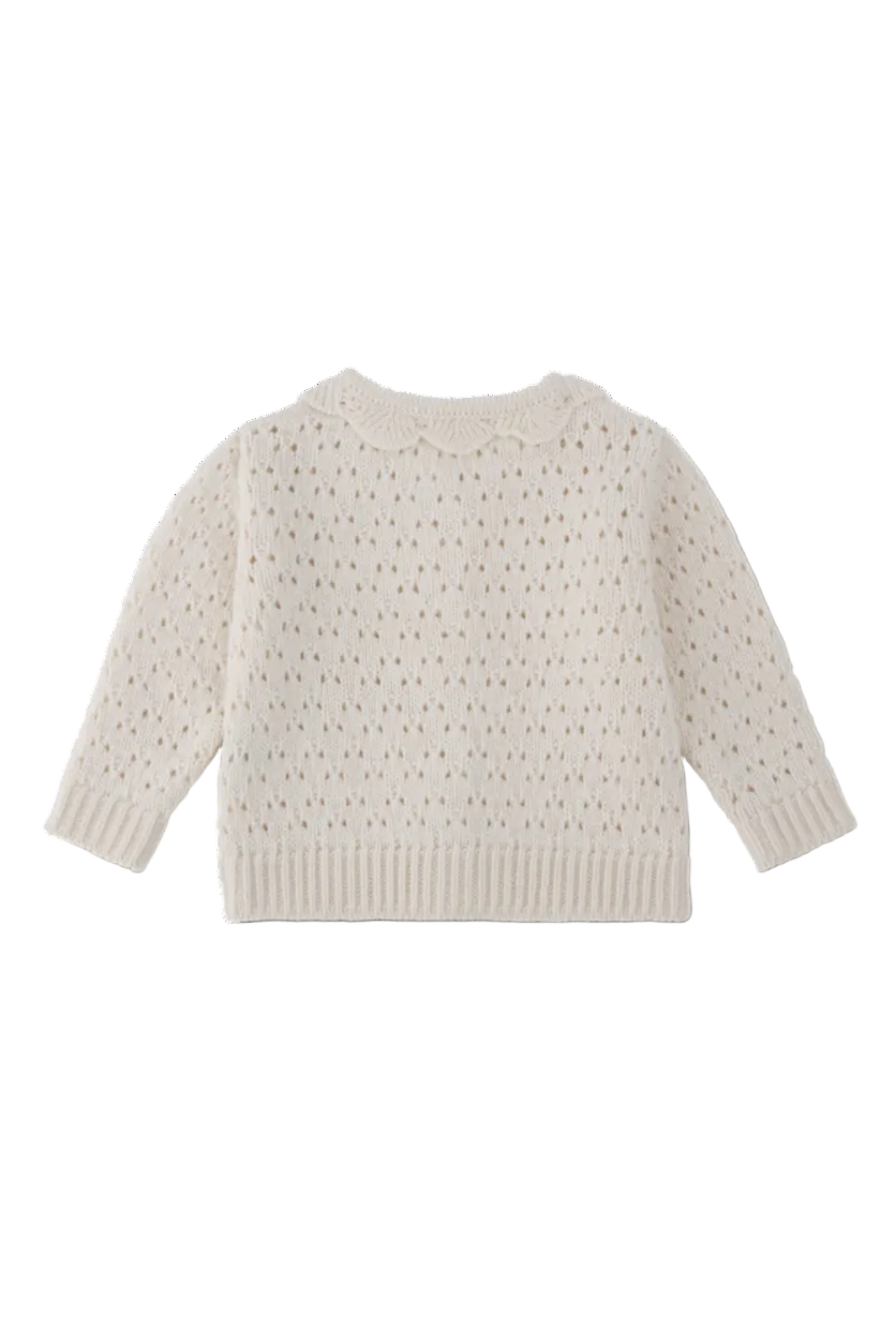 Beige knitted sweater on a white background