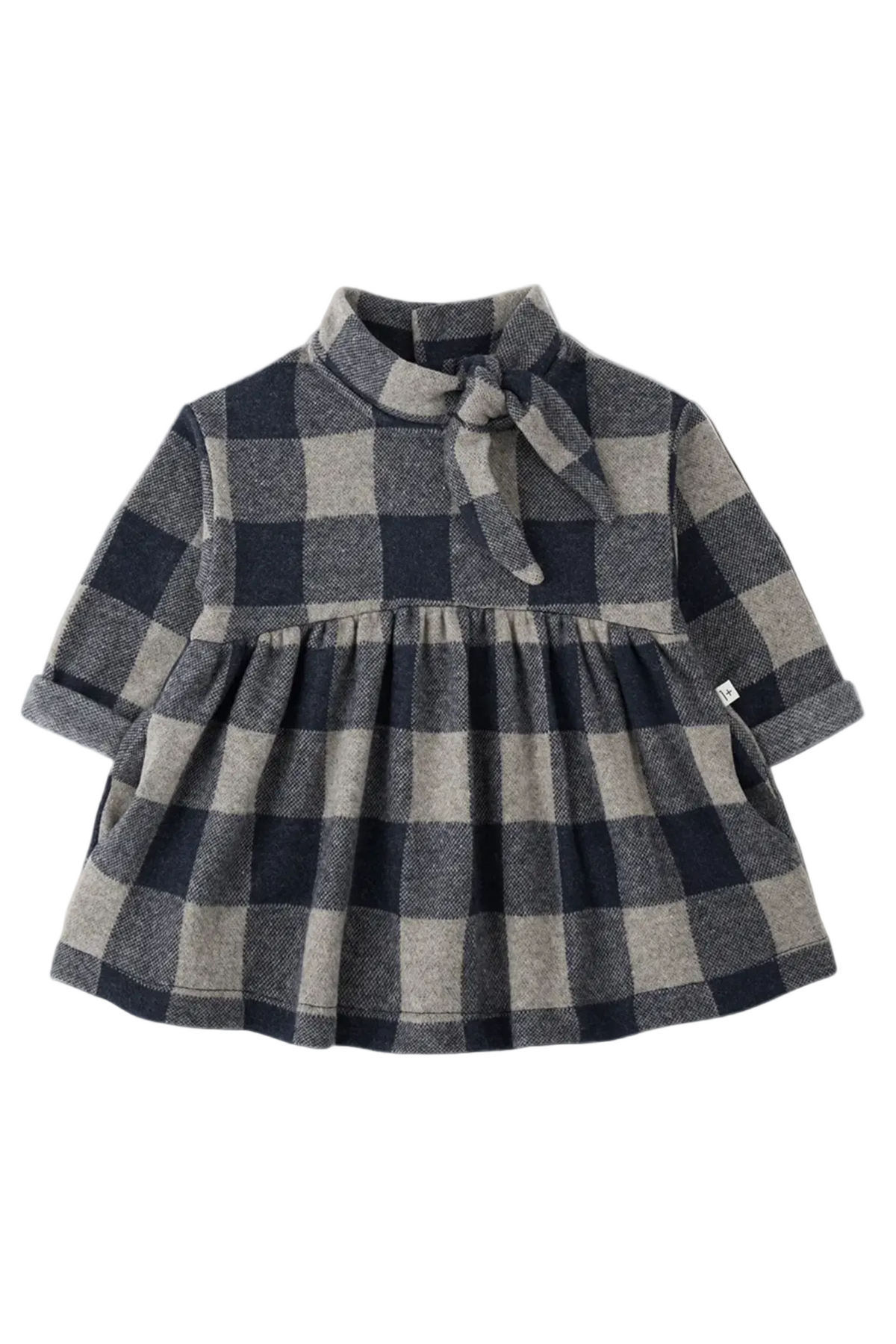 Plaid dress with a bow on a white background