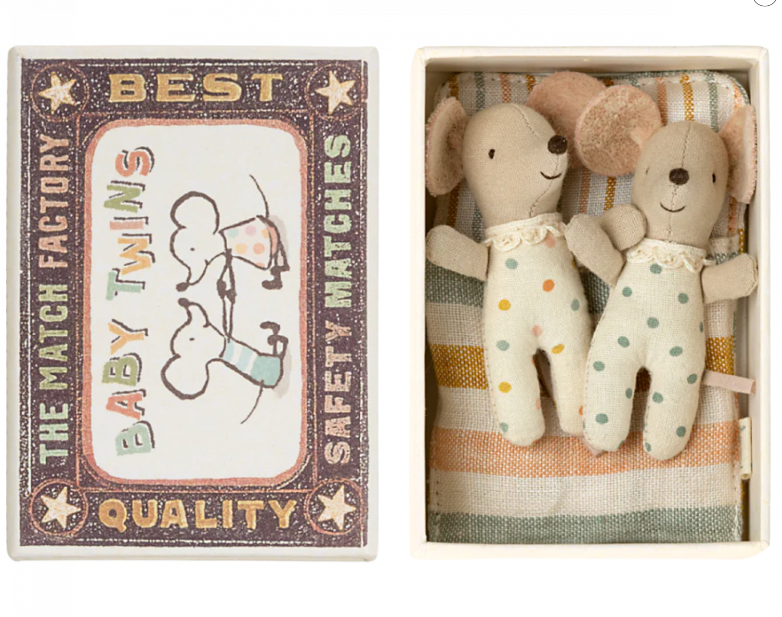 Maileg Twin Baby Mice In Matchbox