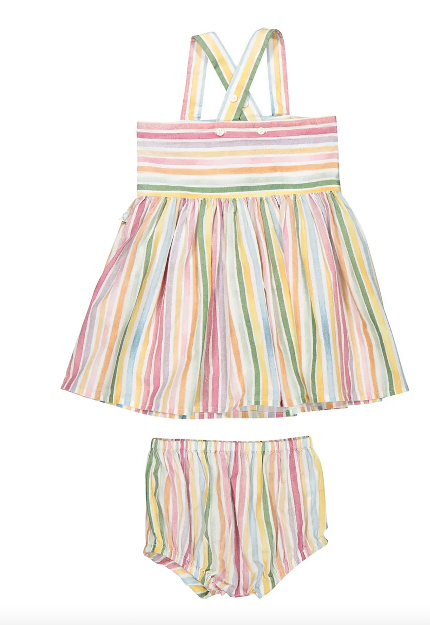 Stella Baby Girl Pastel Stripes Sleeveless Dress