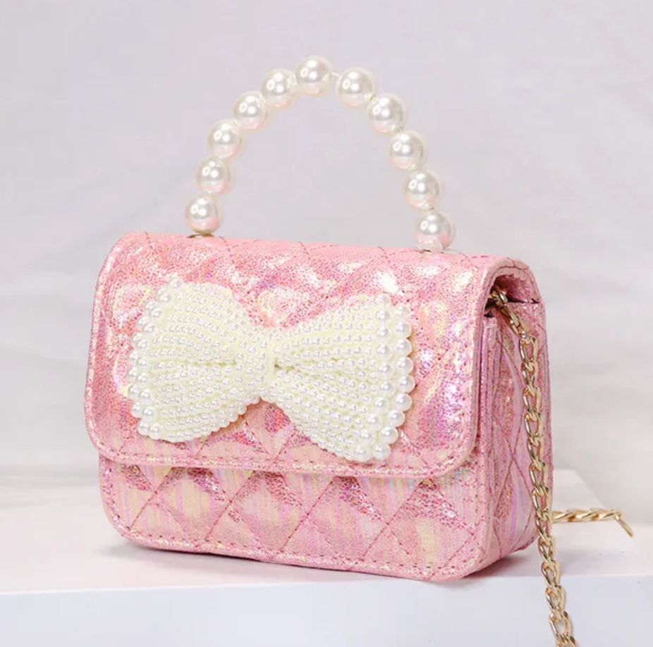 Pearl Bow Purse - Pink