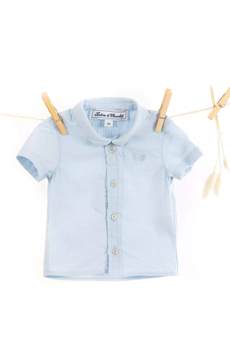 Tartine Baby Short Sleeve Button Down - Bleu Ciel