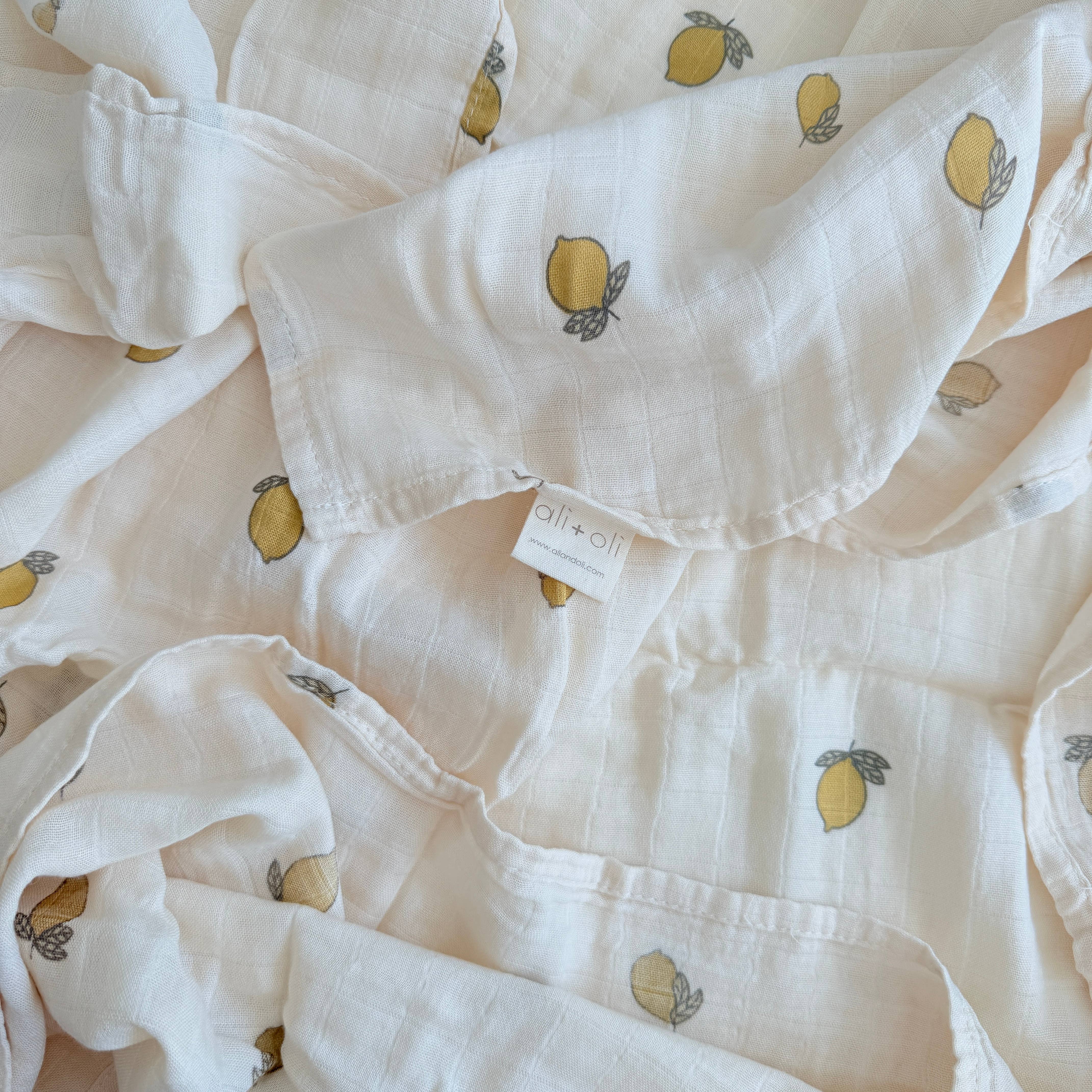 Bamboo Muslin Swaddle Baby Blanket - Lemons