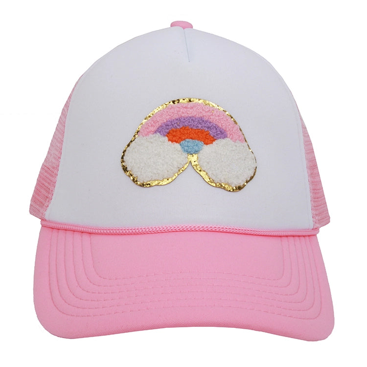 Sparkle Sisters Rainbow Patch Trucker Hat - Pink