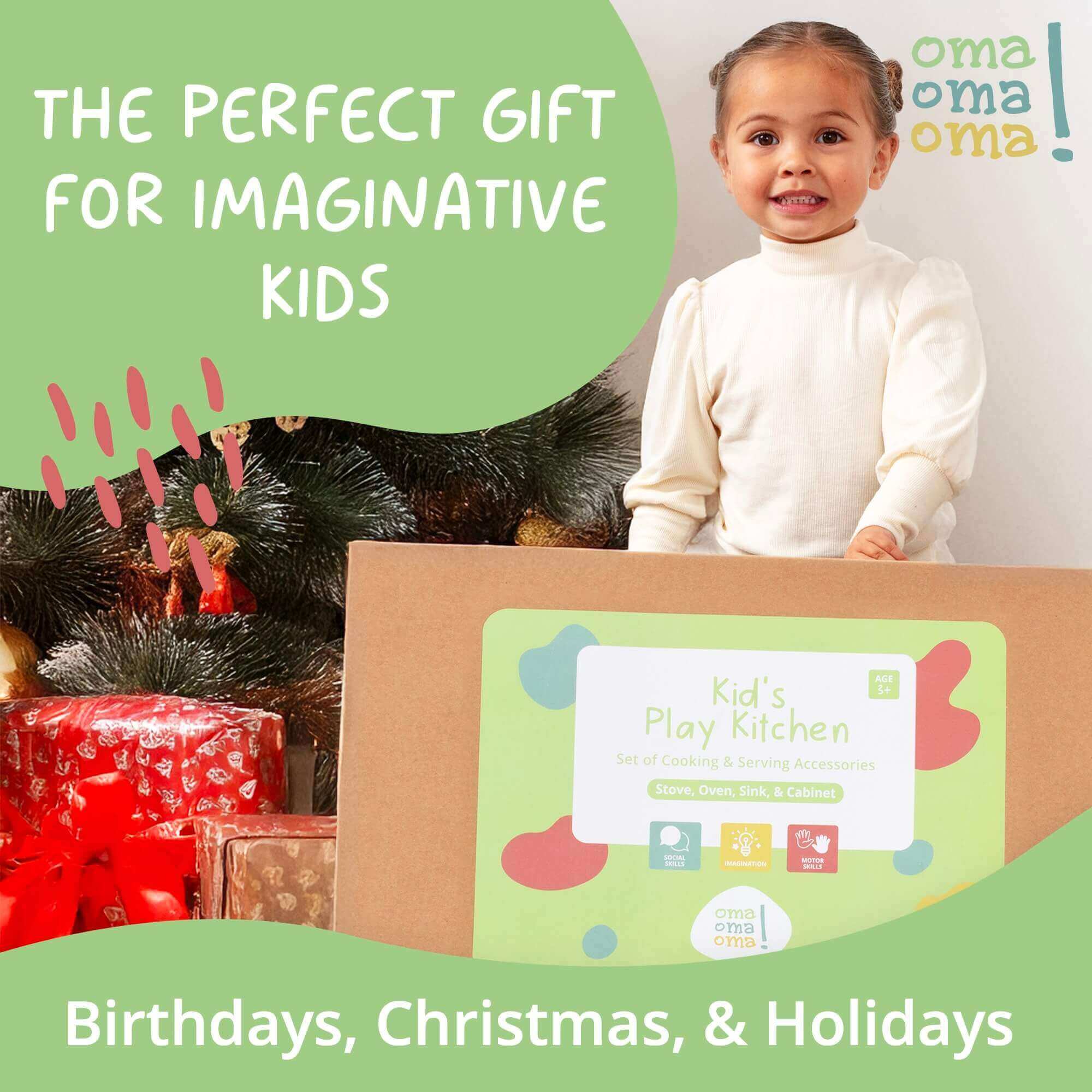 Wooden Play Kitchen Set - Montessori Pretend Cooking 22pc Ages 3+