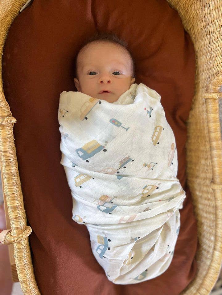 Bamboo Muslin Swaddle Blanket - Automobile