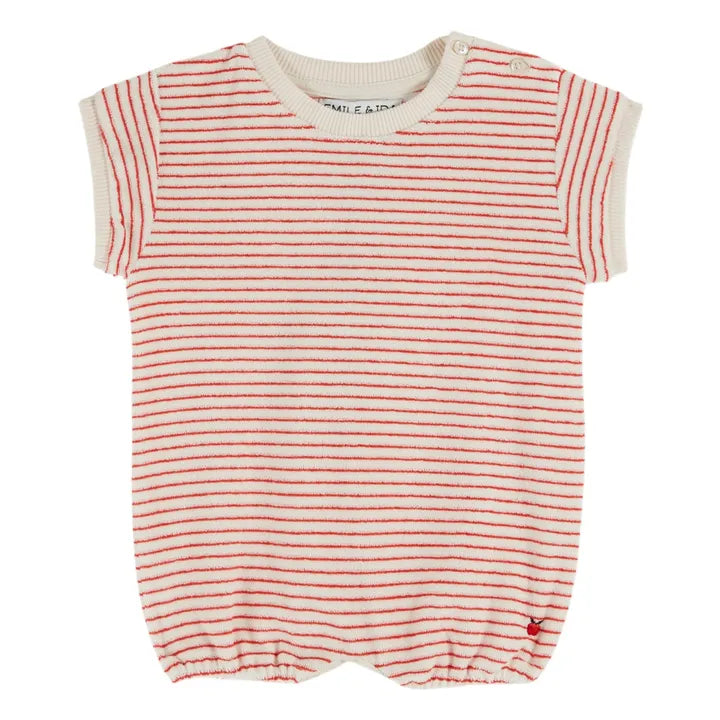 Emile et Ida Striped Romper - Rayure Coquelicot