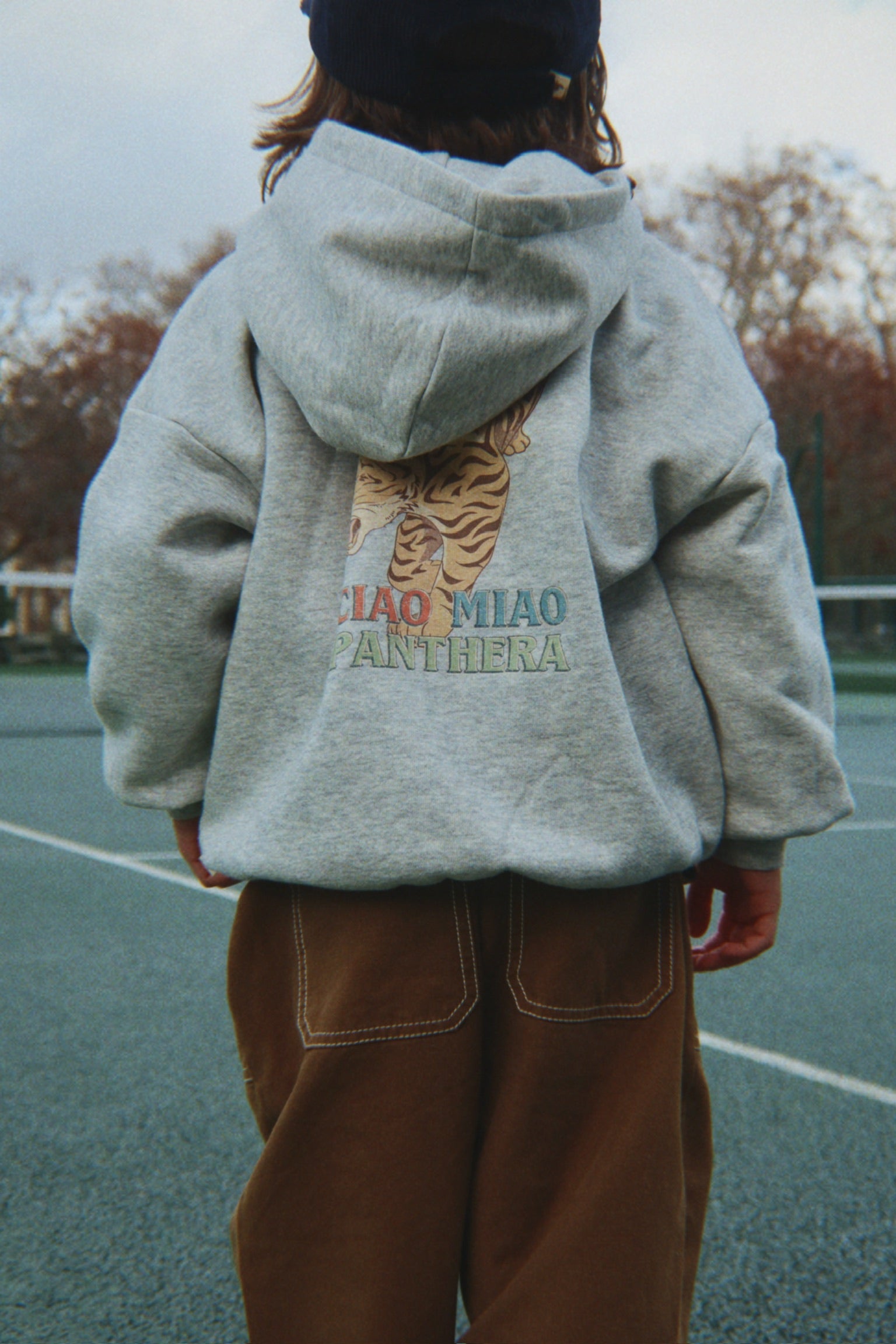Konges Slojd Lou Sweat Zip Hood in Grey Melange — organic kids clothing