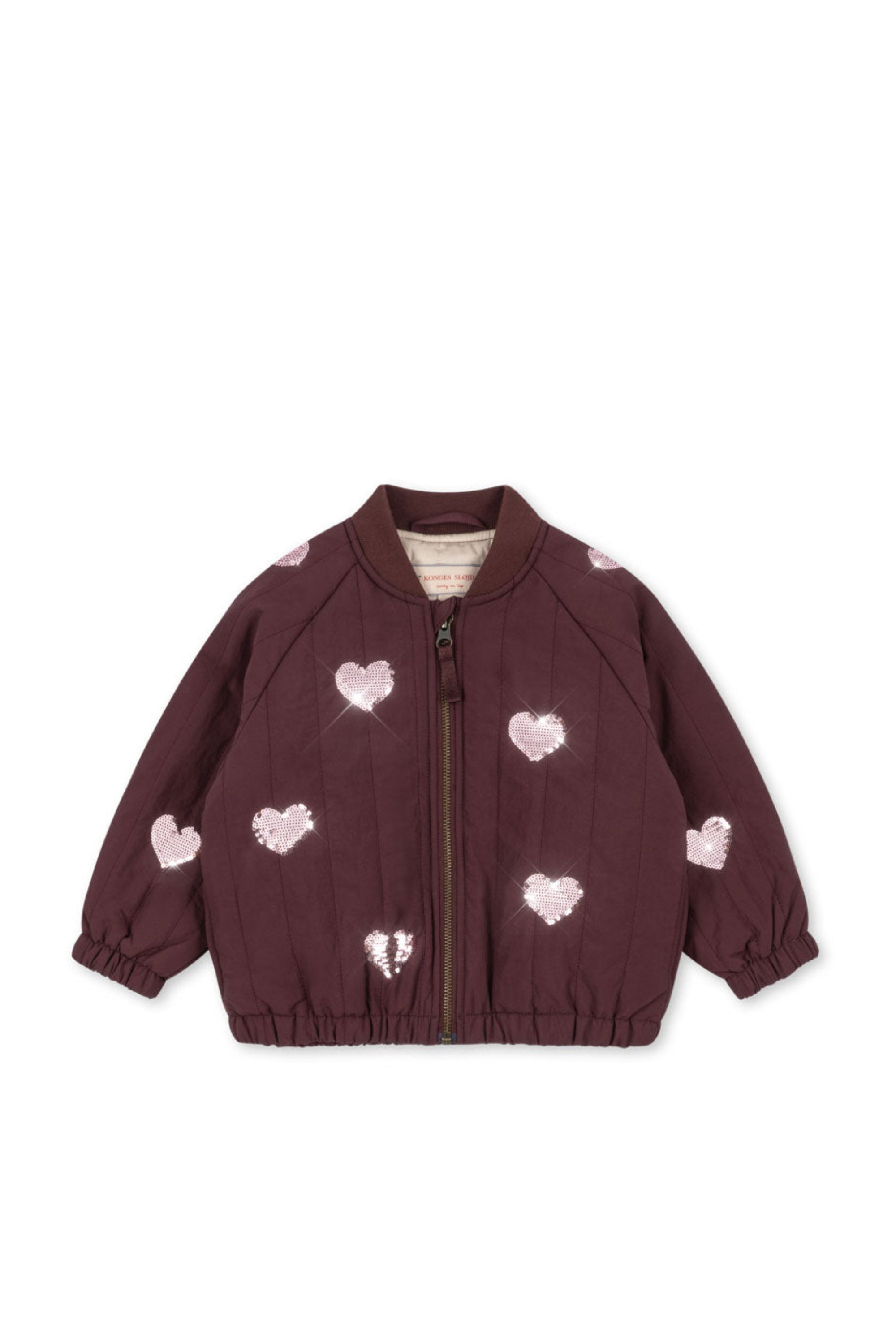 Children's jacket with heart patterns on a white background