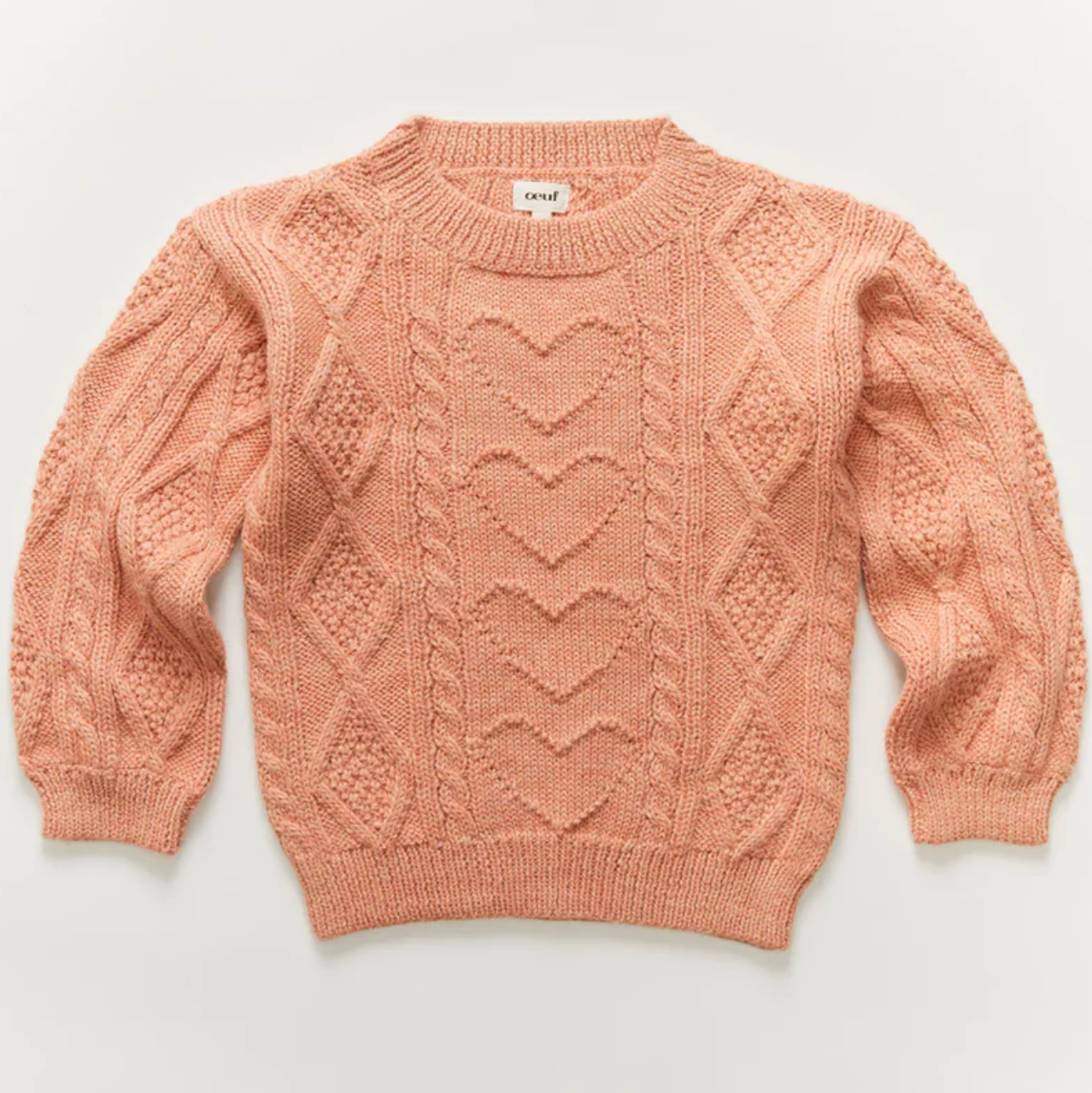 Oeuf Heart Cable Sweater - Bellini