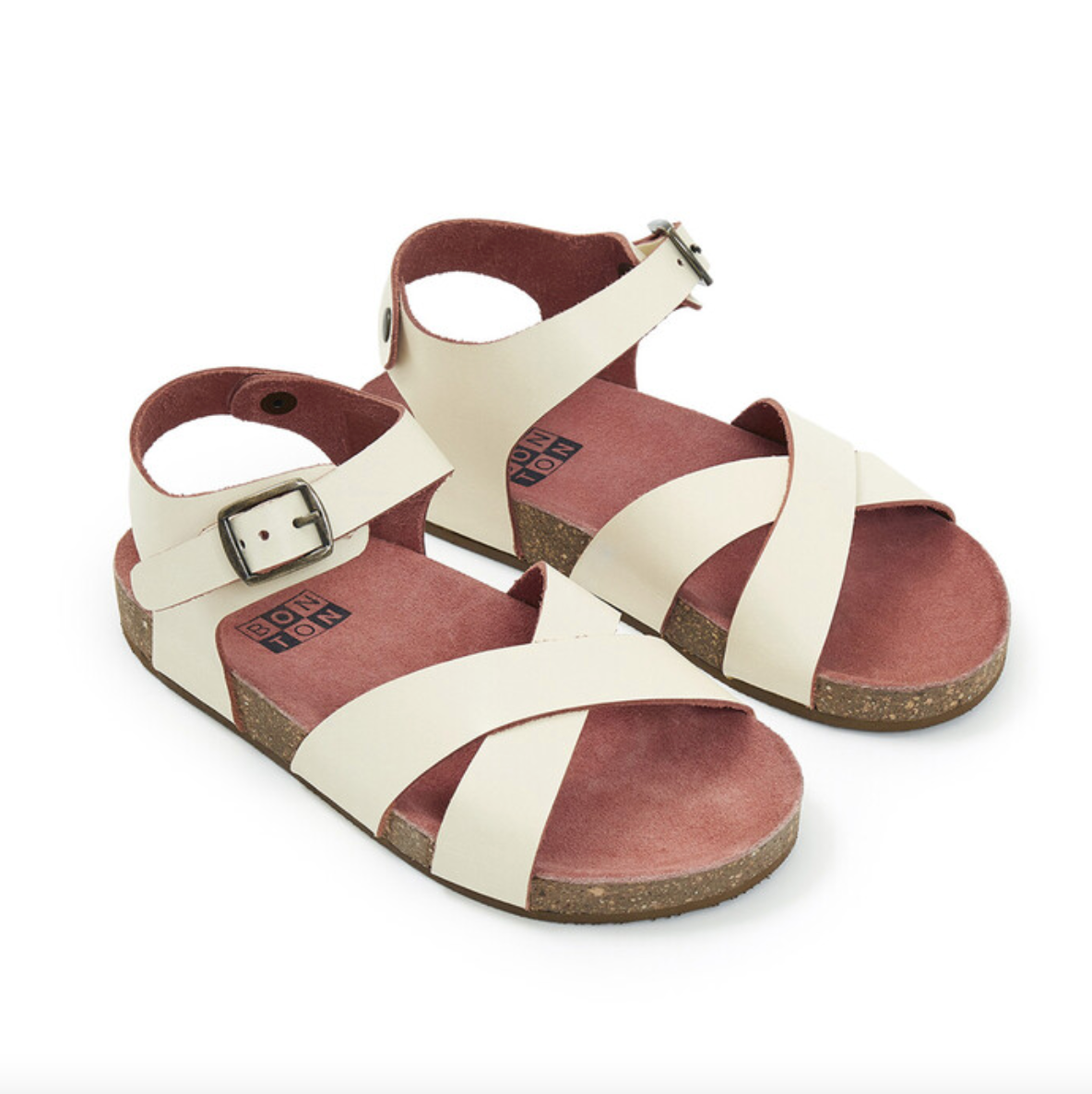 Bonton Sarra Girls' White Cross Sandals