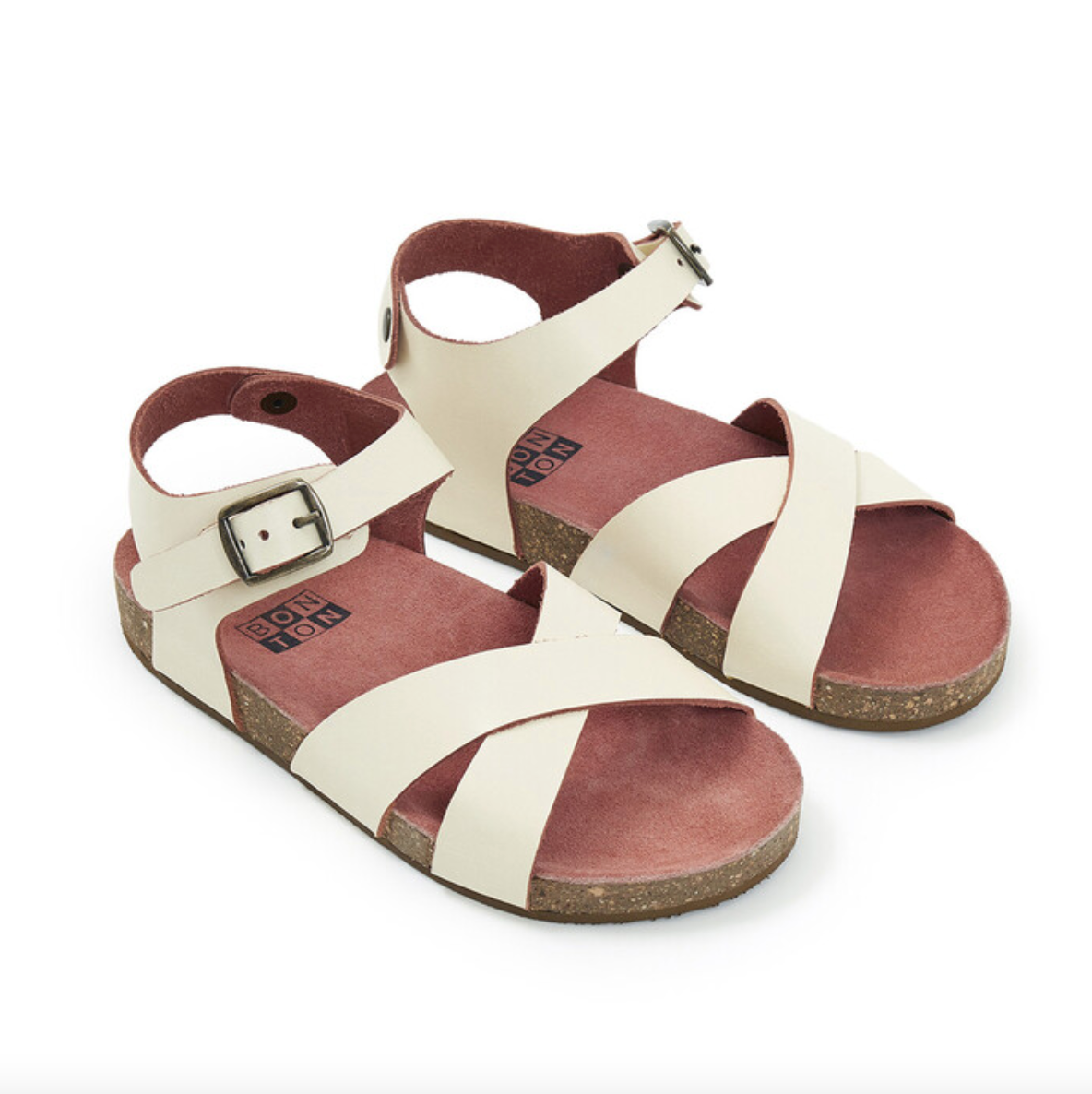 Bonton Sarra Girls White Cross Sandals