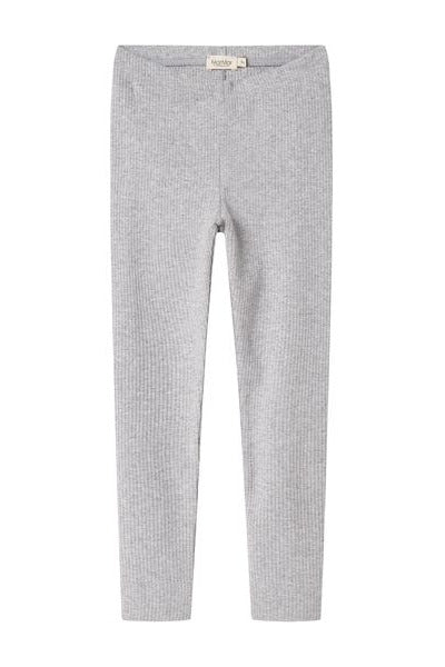 Light gray ribbed knit leggings shown flat against a solid white background.