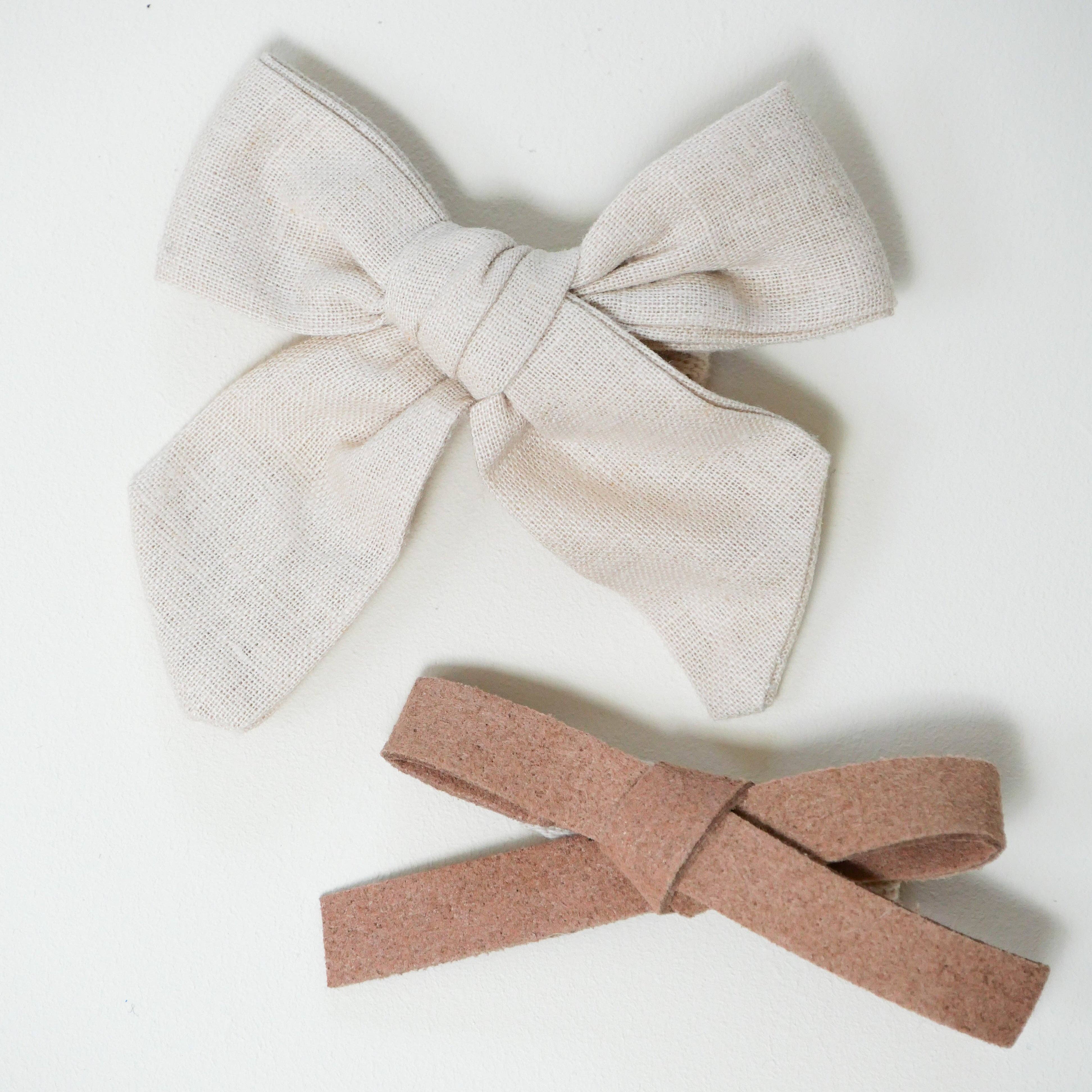 Beige And Nubuck French Barrette Duo