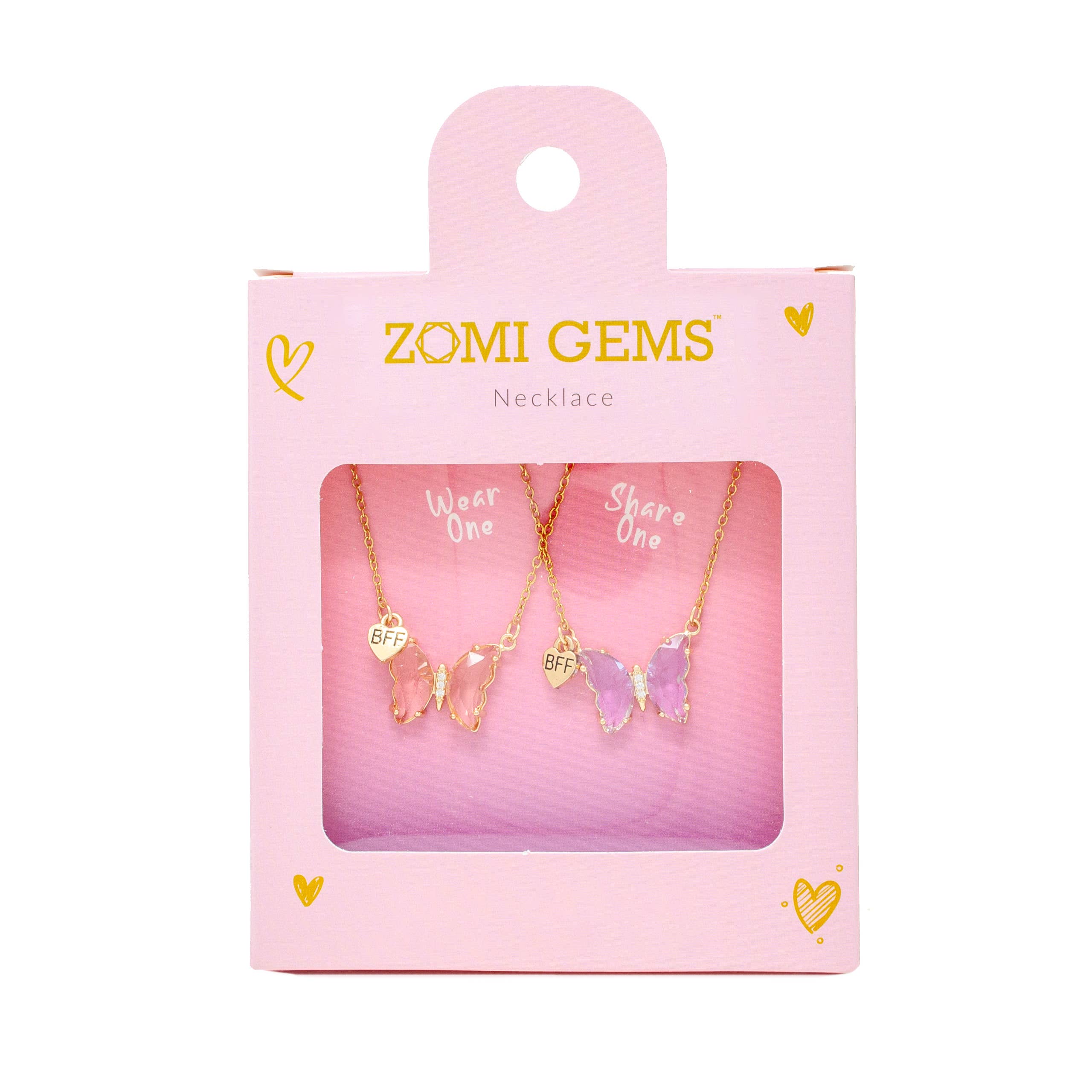 Girls Best Friends BFF Crystal Butterfly Necklace Set