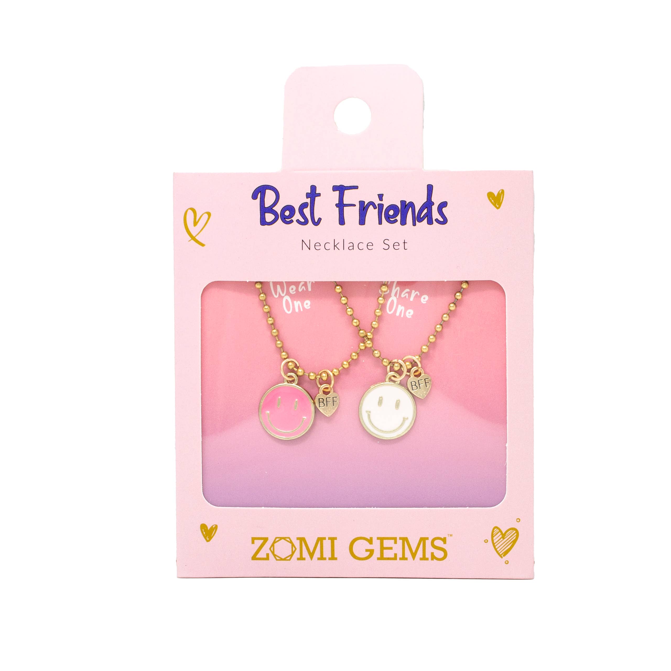 BFF Smiley Face Necklace Set
