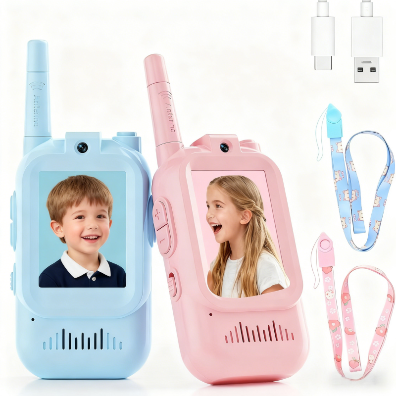 Kids Walkie Talkie Set with Long Range, Clear Sound, Flashli