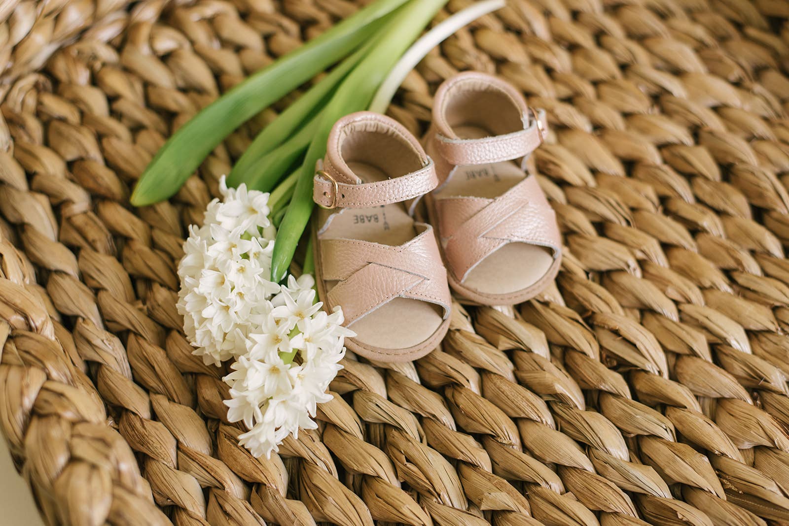 Blush Split-Soled Leather Baby Sandals