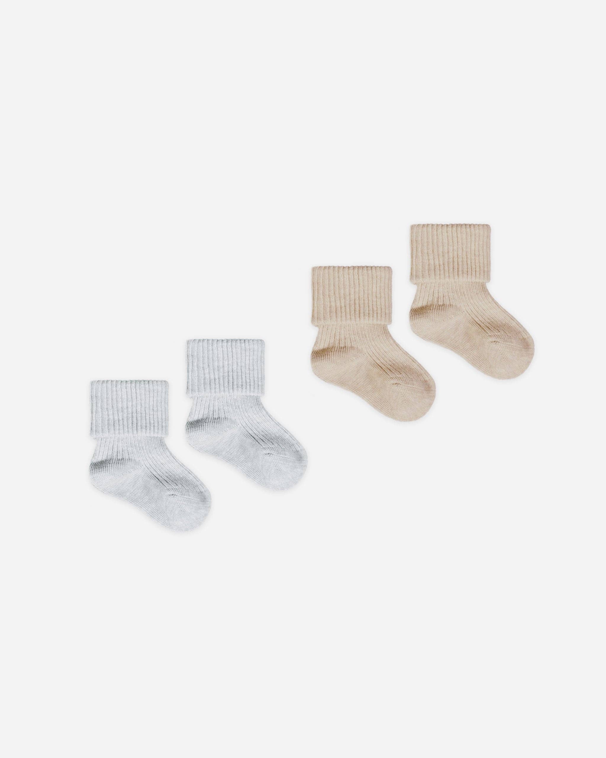 Melange Socks Set - Taupe, Blue