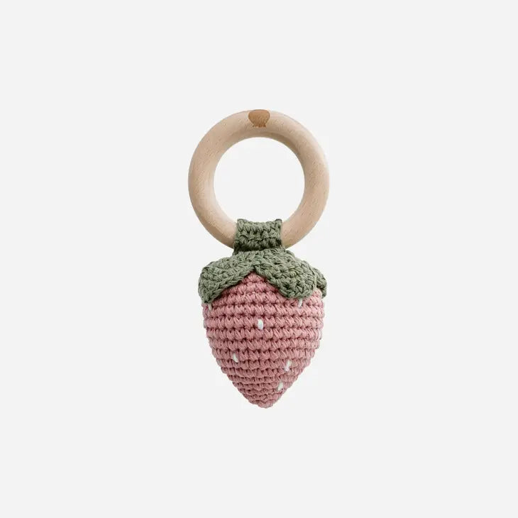 Cotton Crochet Rattle, Strawberry