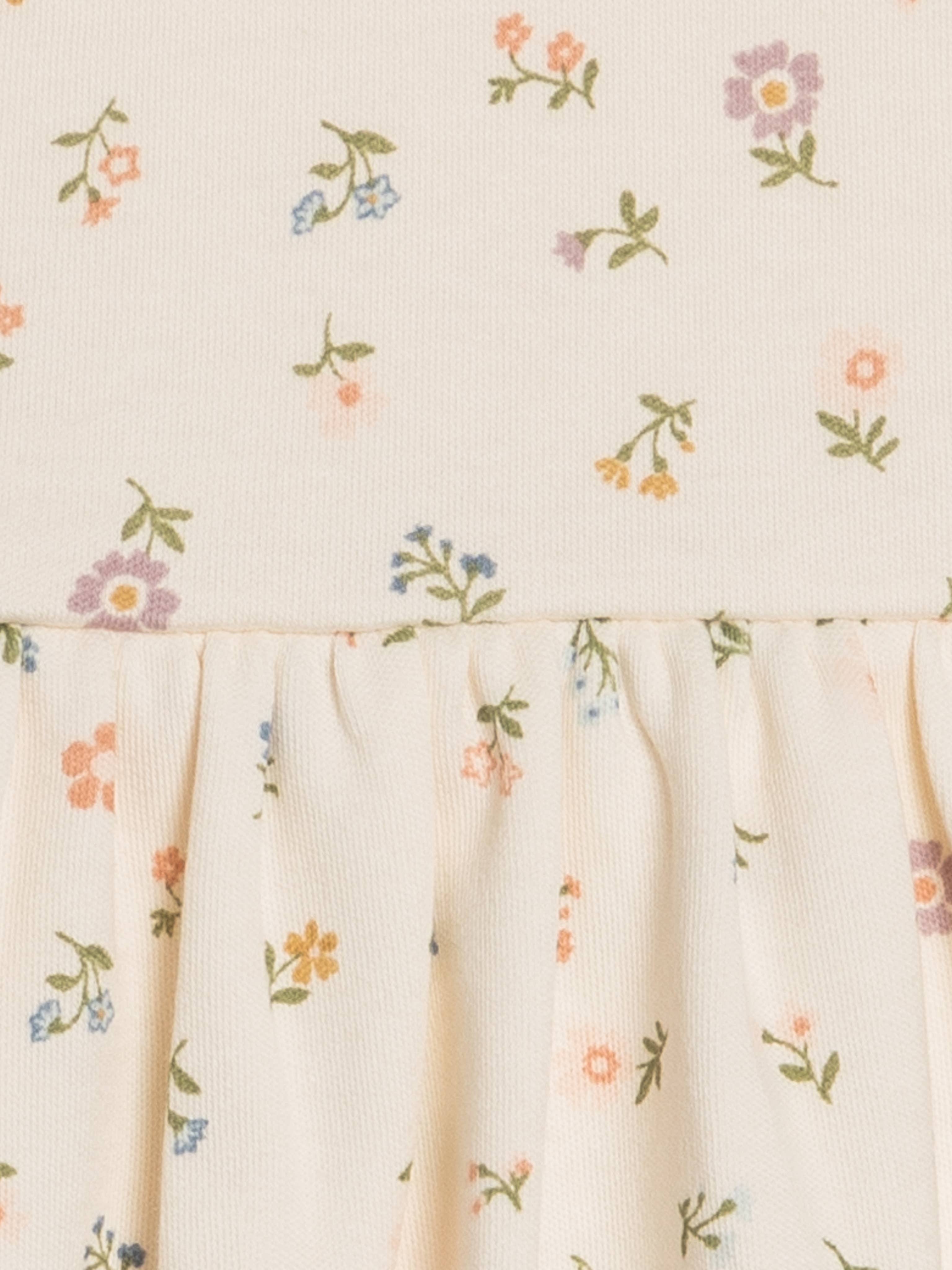Rhoda Puff Sleeve Bodysuit Dress - Petaline Floral / Fog + Fern