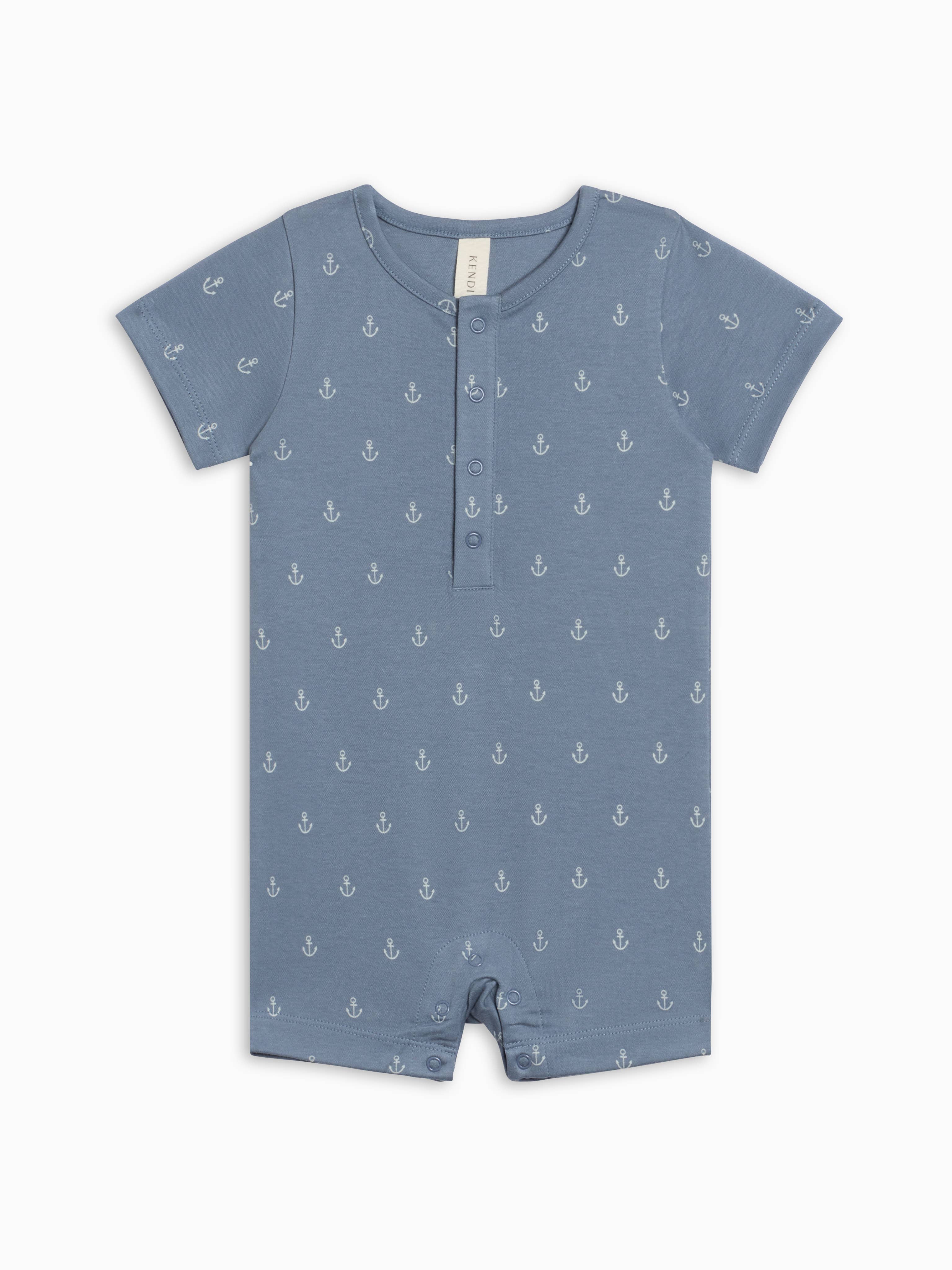 Mason Short Sleeve Romper - Anchor / Sea + Powder