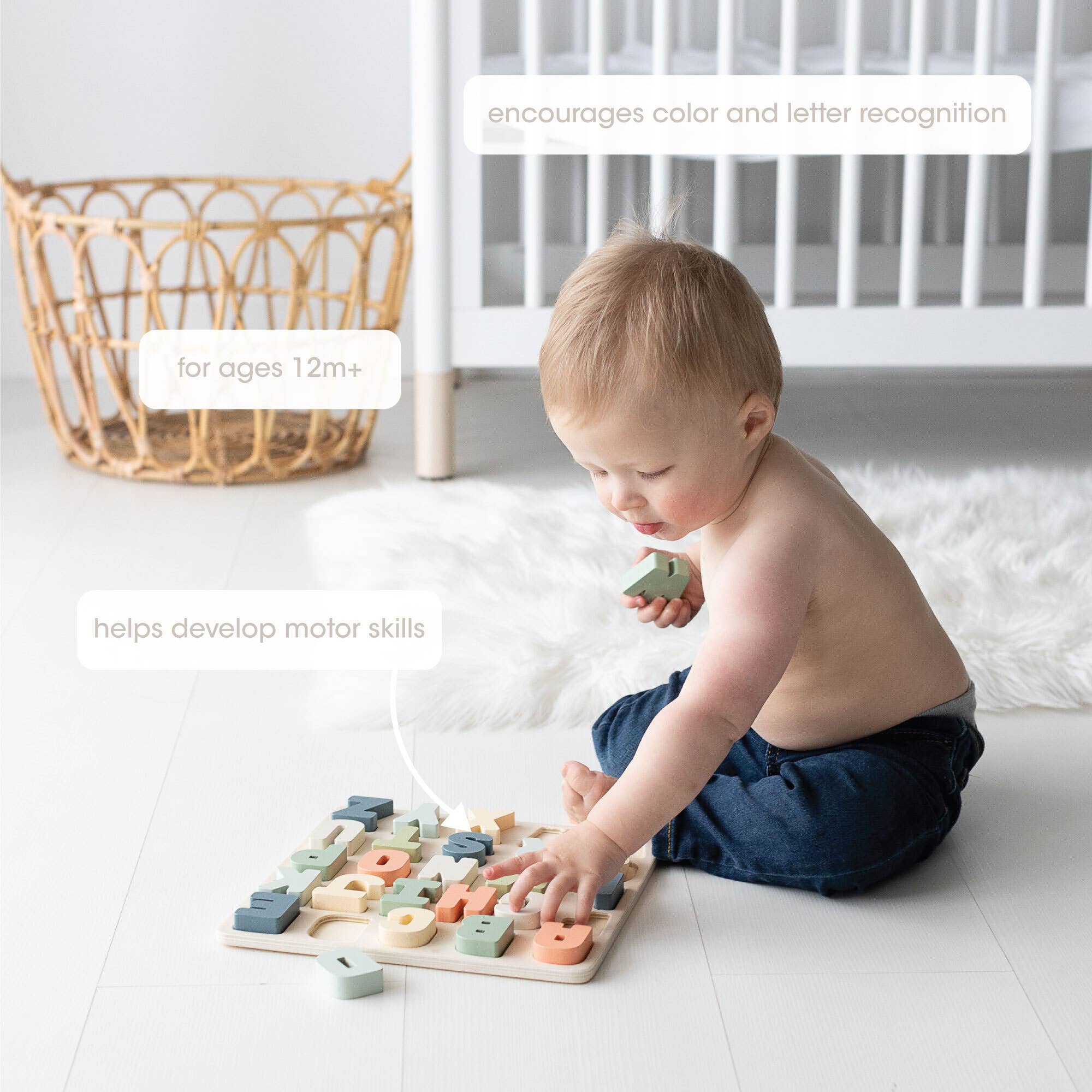 Wooden Alphabet Puzzle, Montessori Learning Toy