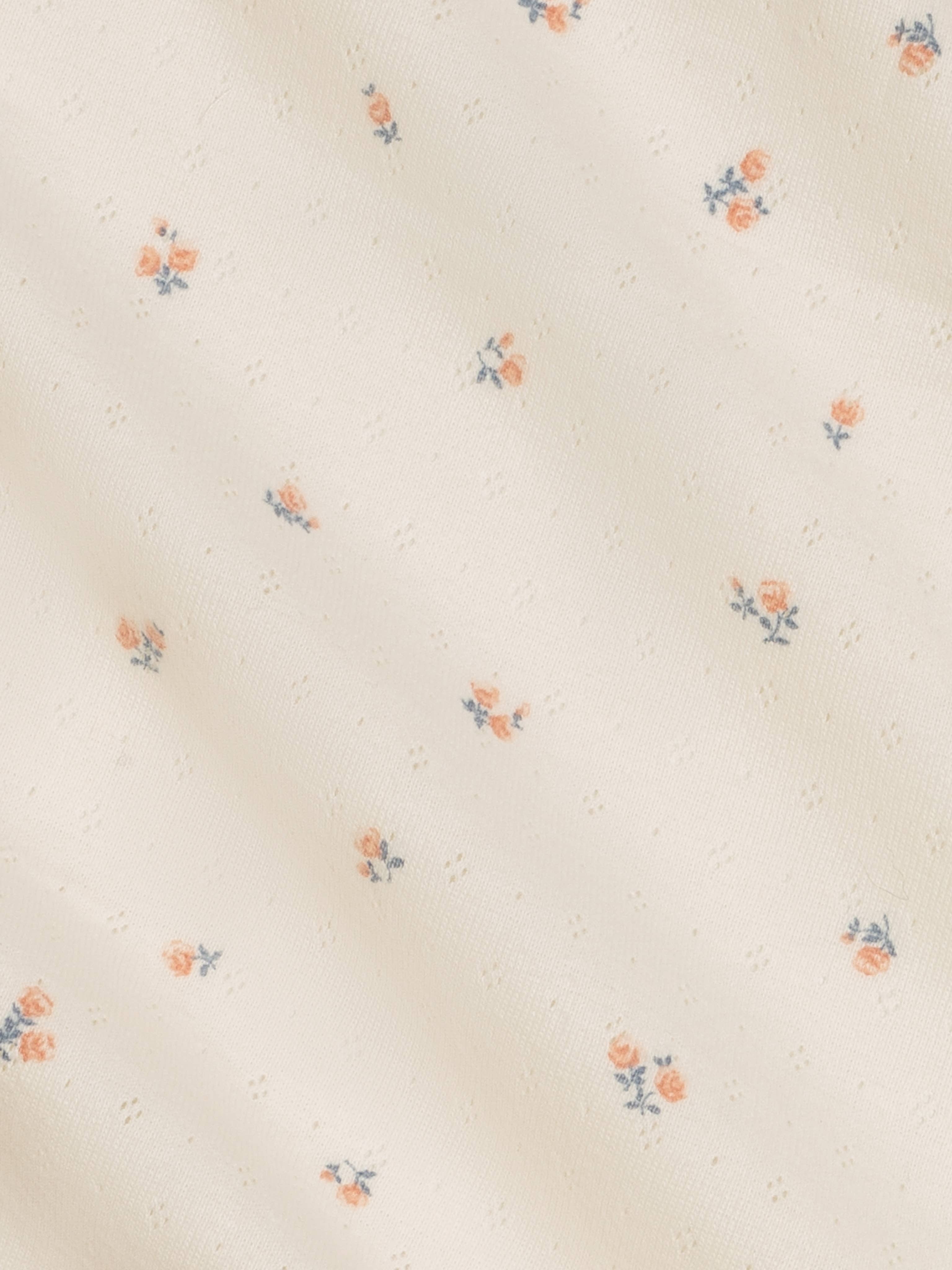 Pointelle Swaddle Blanket - Maris Floral / Ivory + Sea