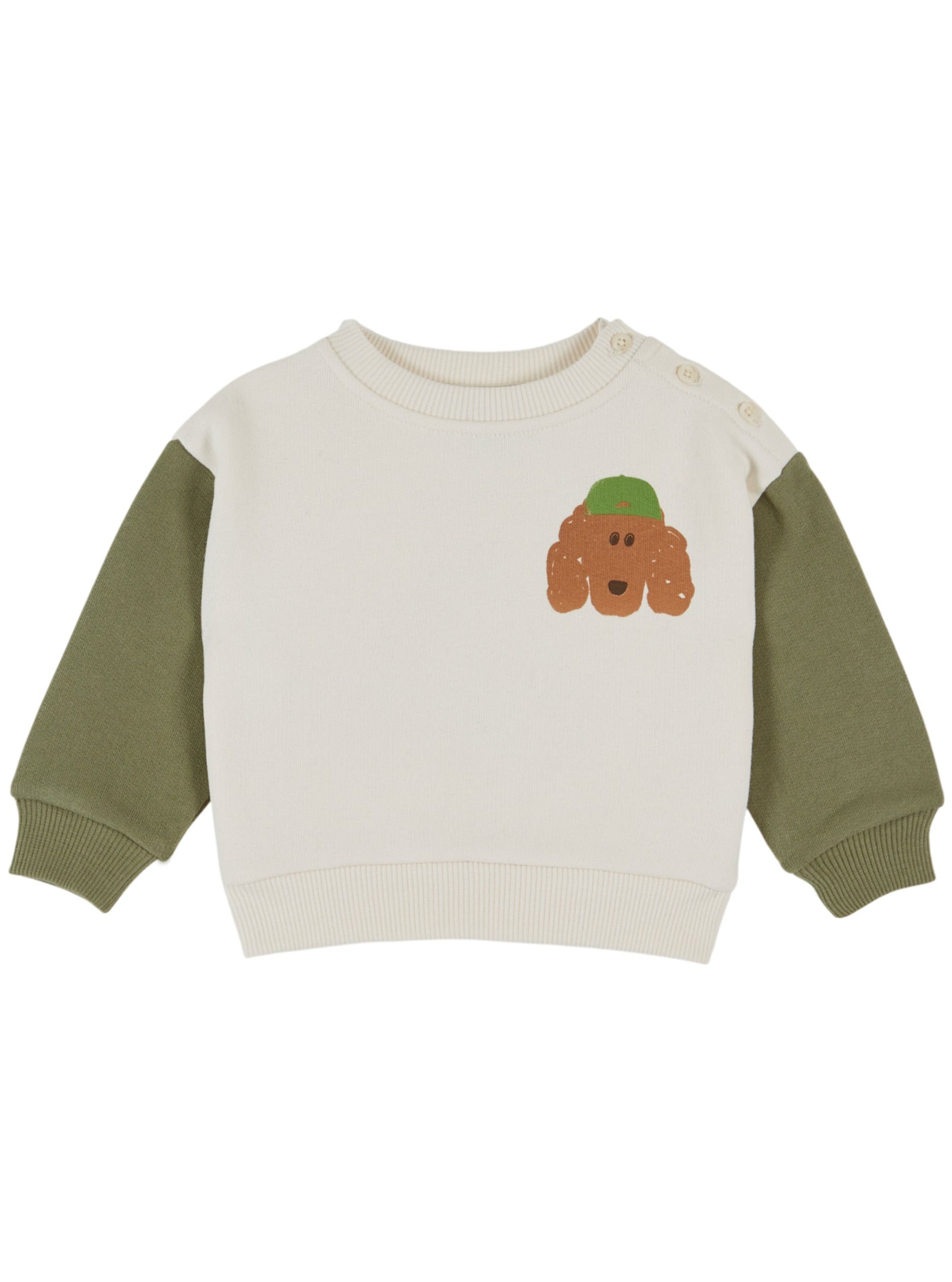 Children's sweater with a dog graphic on a white background