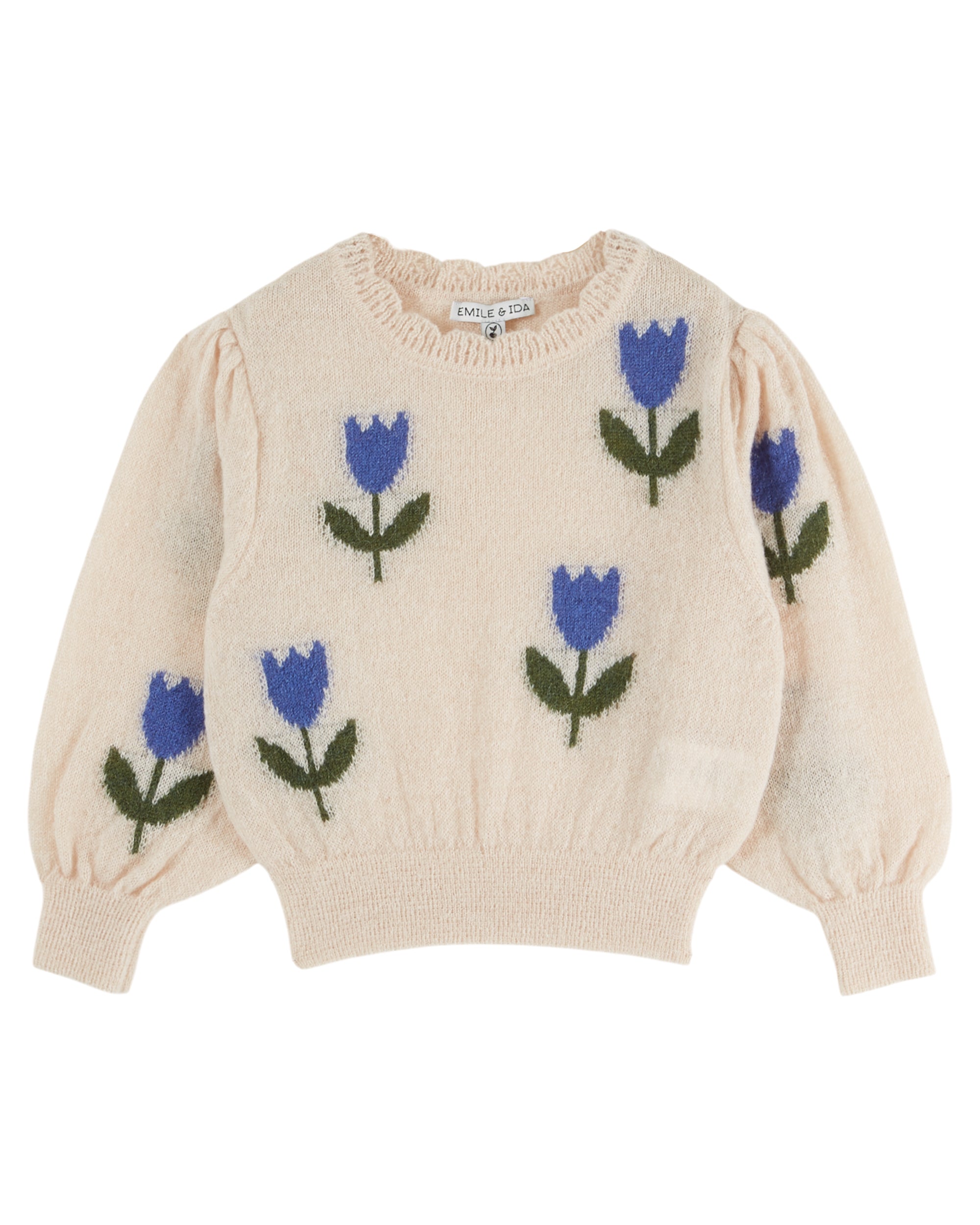 Light weight sweater from Emile Et Ida with blue tulip