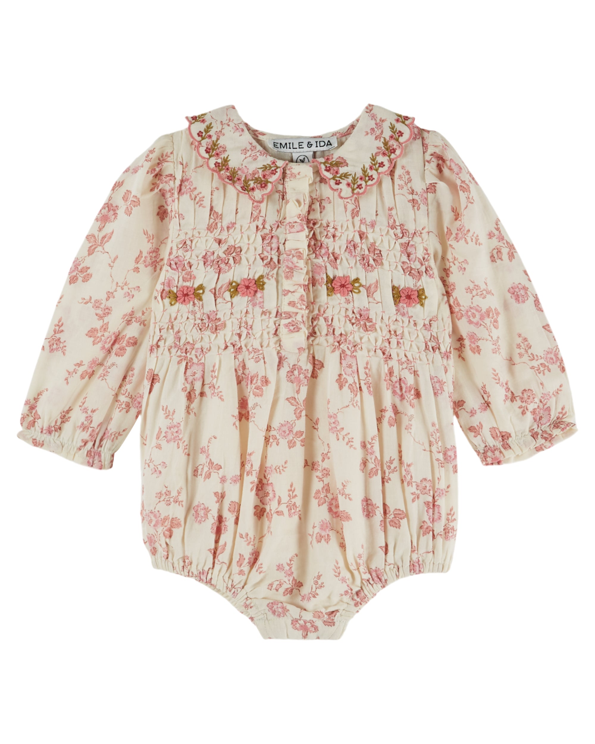 Embroidered Smocked Romper