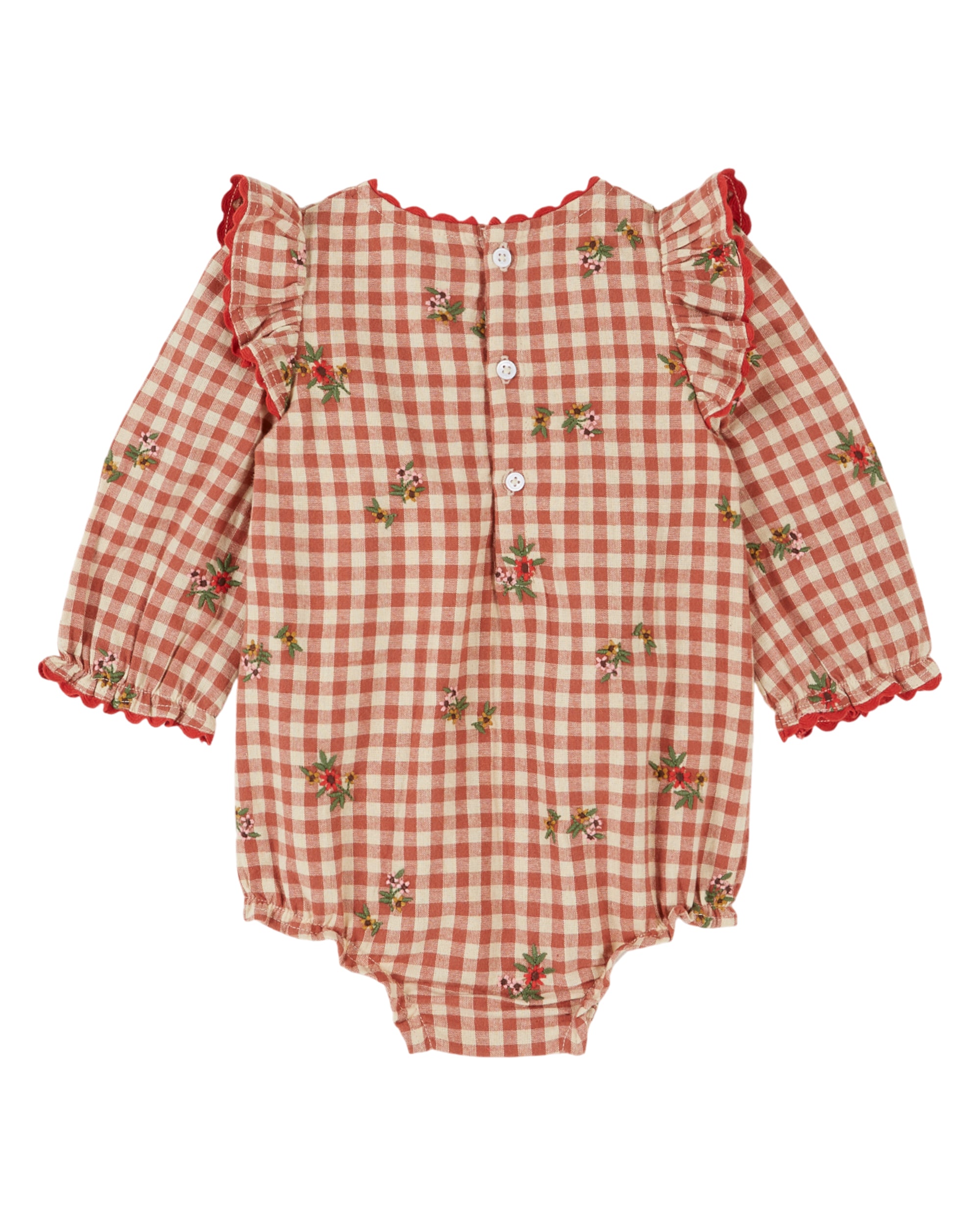 Embroidered Flounce Romper
