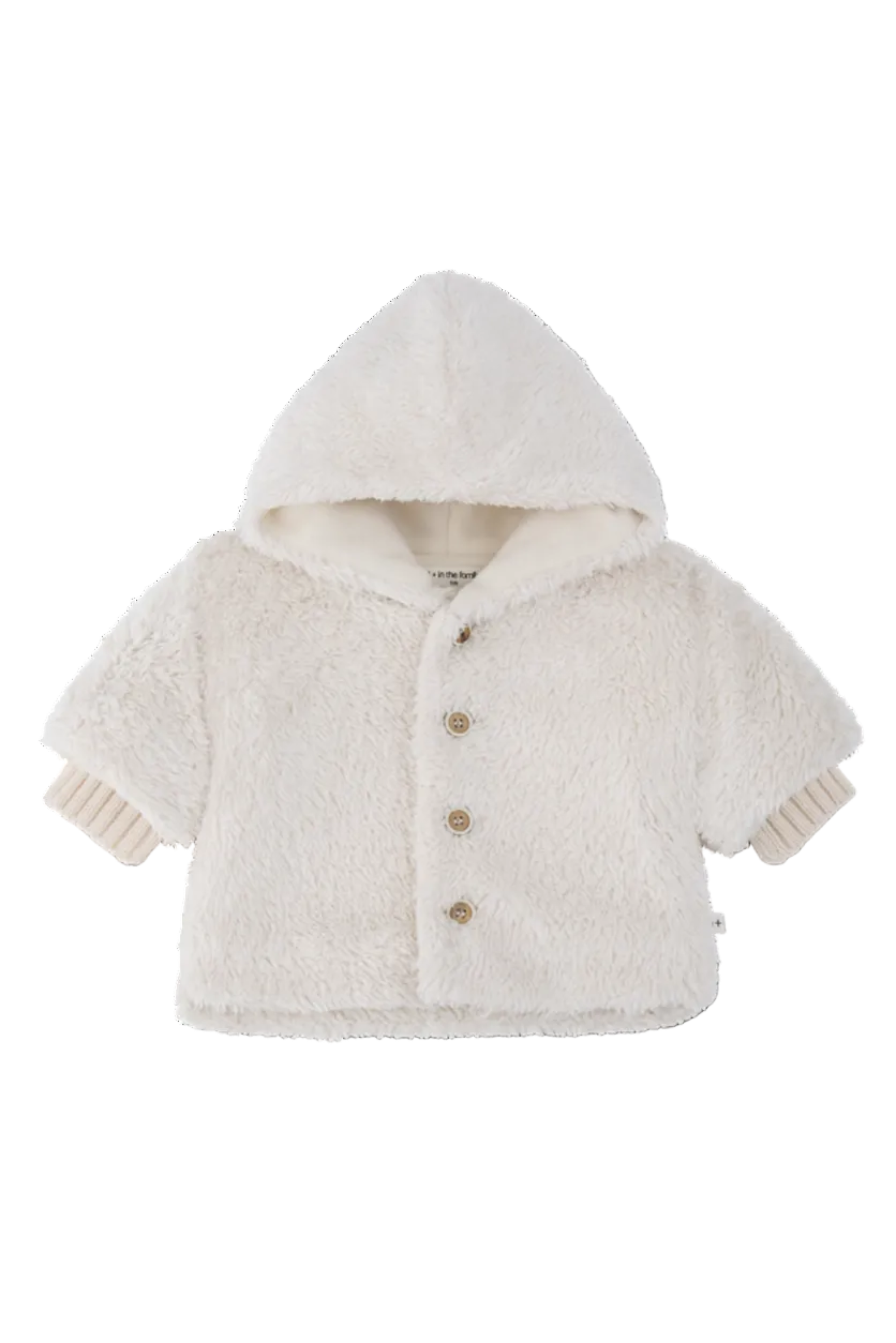 White baby coat with buttons on a white background