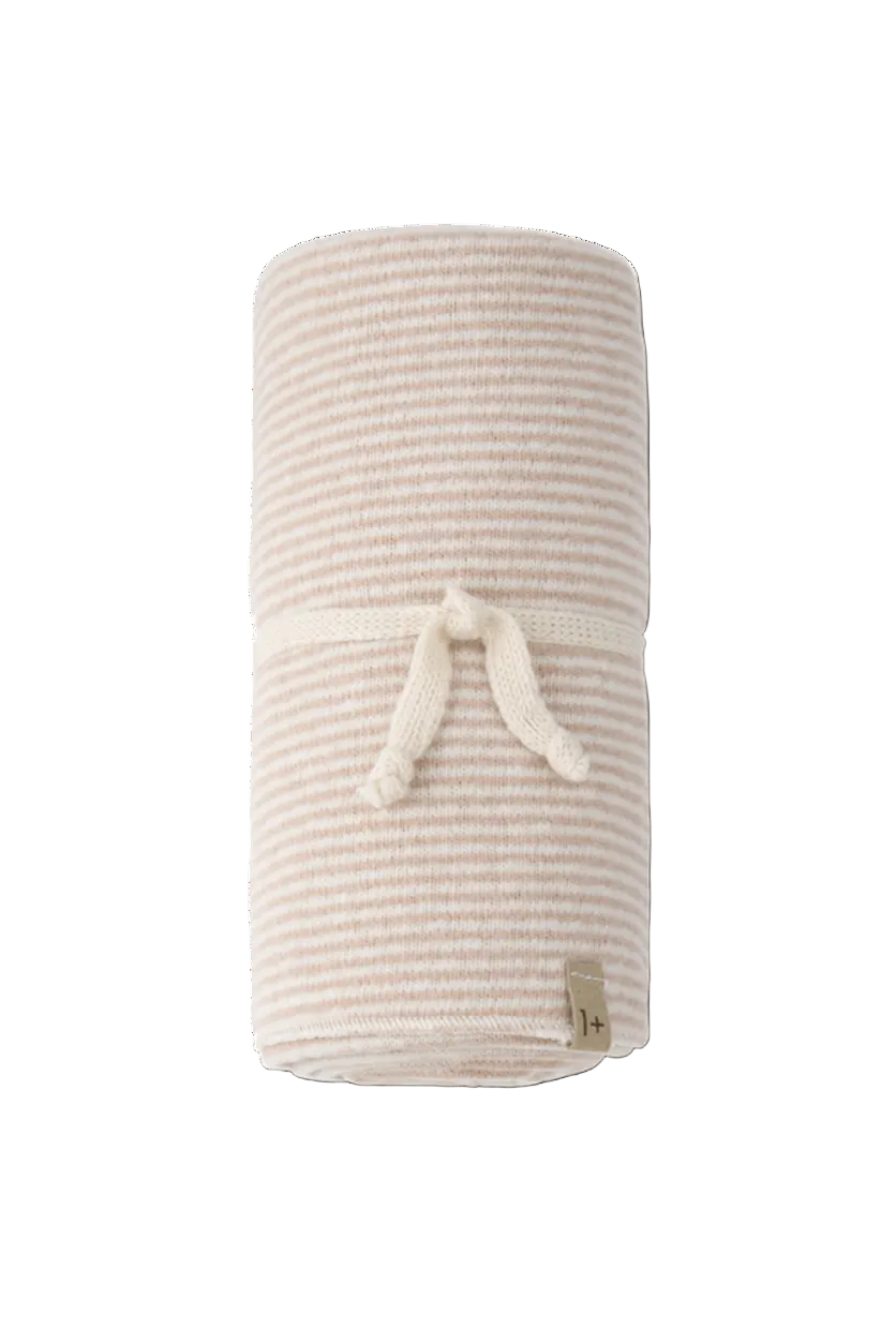 Striped fabric roll with a drawstring on a white background