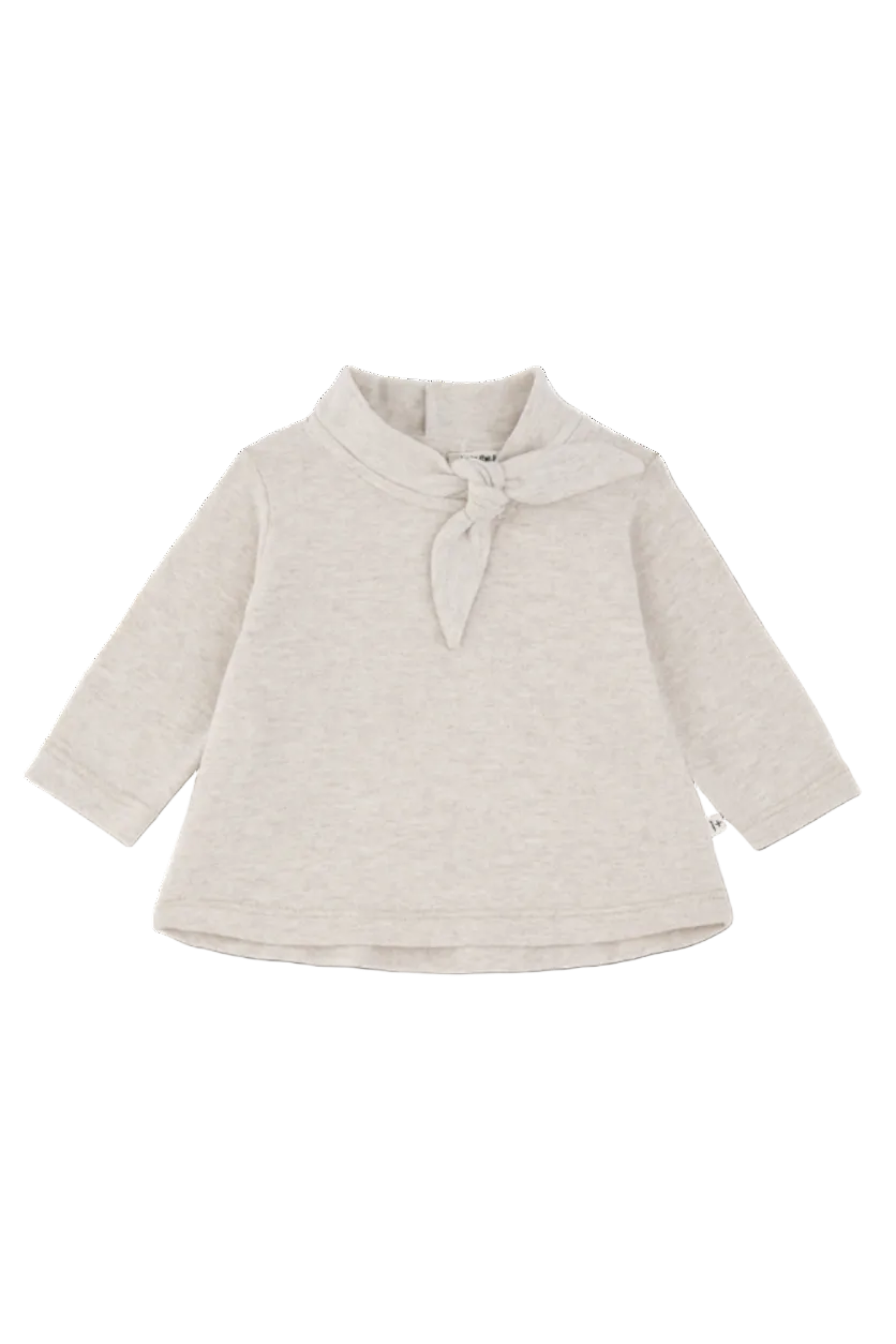 Beige blouse with a tie neckline on a white background