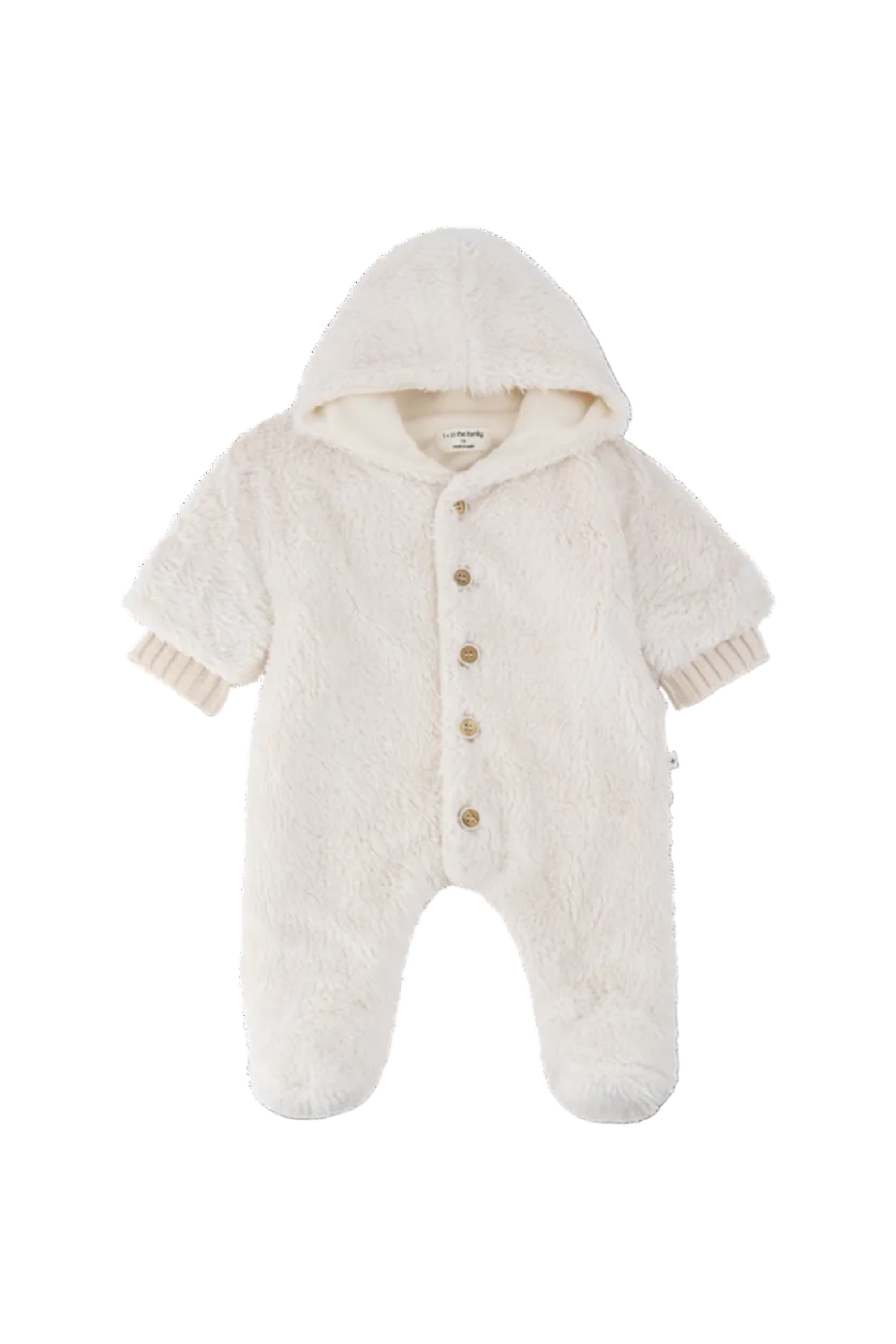 White baby onesie with buttons on a white background