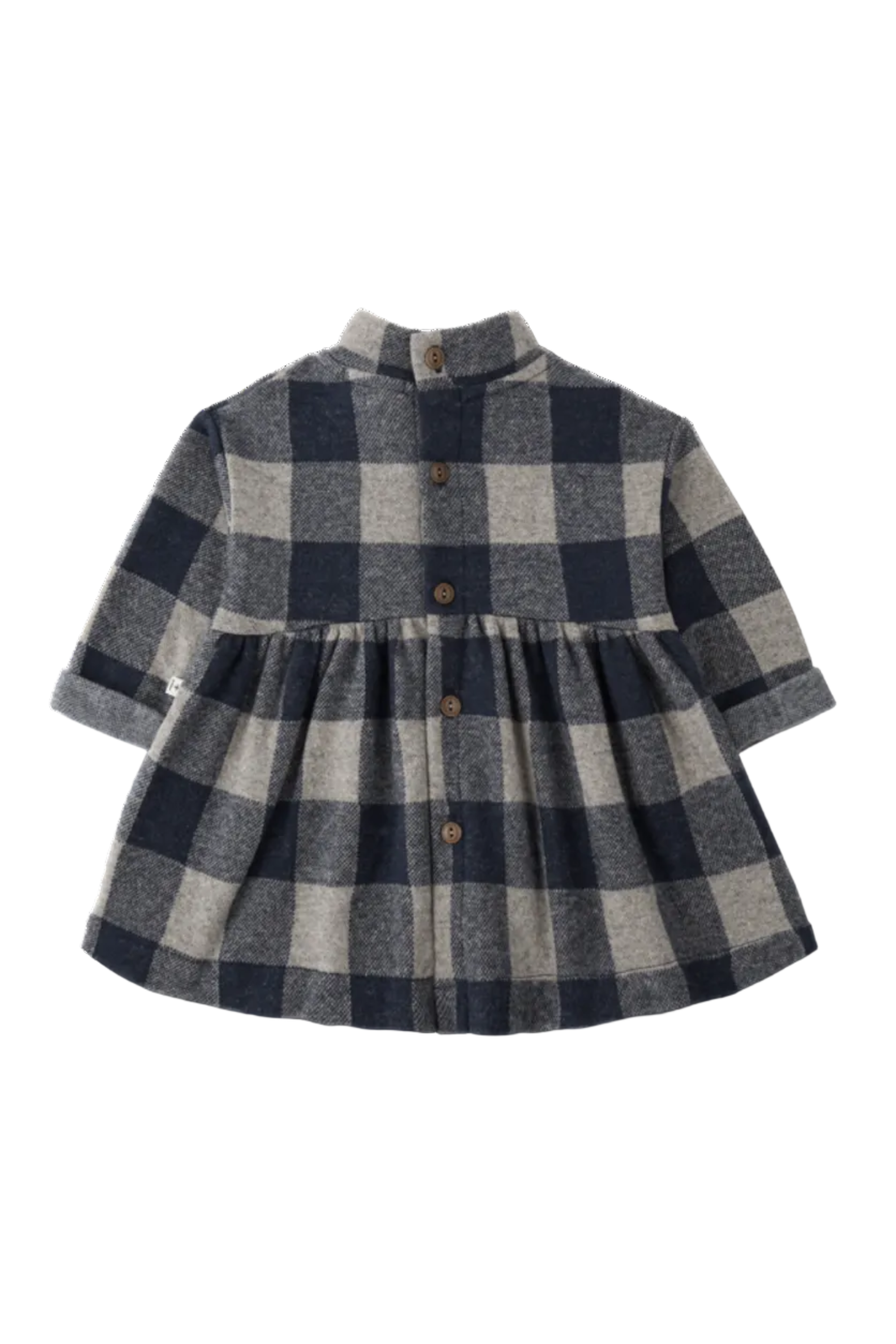 Plaid dress with buttons on a white background